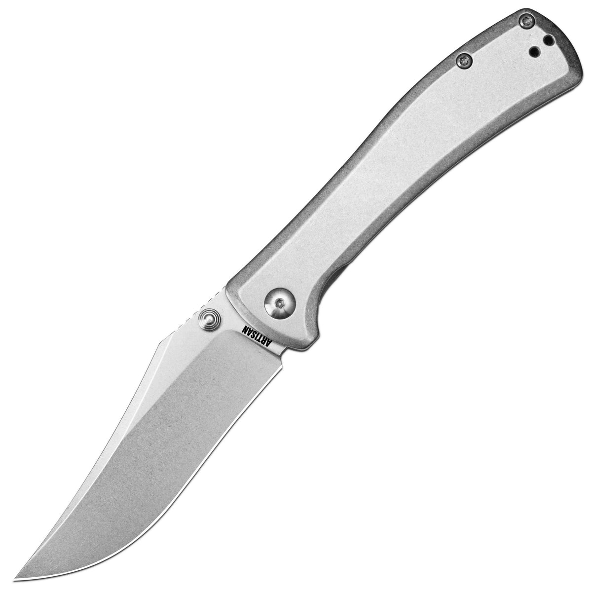 Artisan Cutlery Santee Thumb Stud & Frame Lock Folding Knife Steel Handle (3.54'' N690 Steel Stone Wash Blade) 1888P-ST