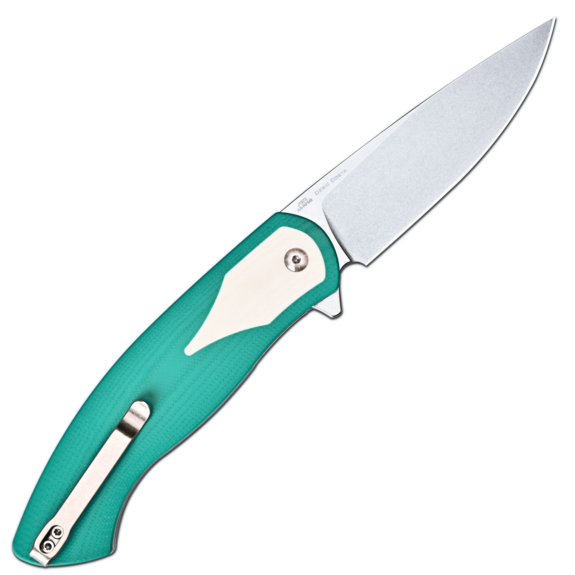 CJRB Rodayo J1972-GWH pocket clip side view