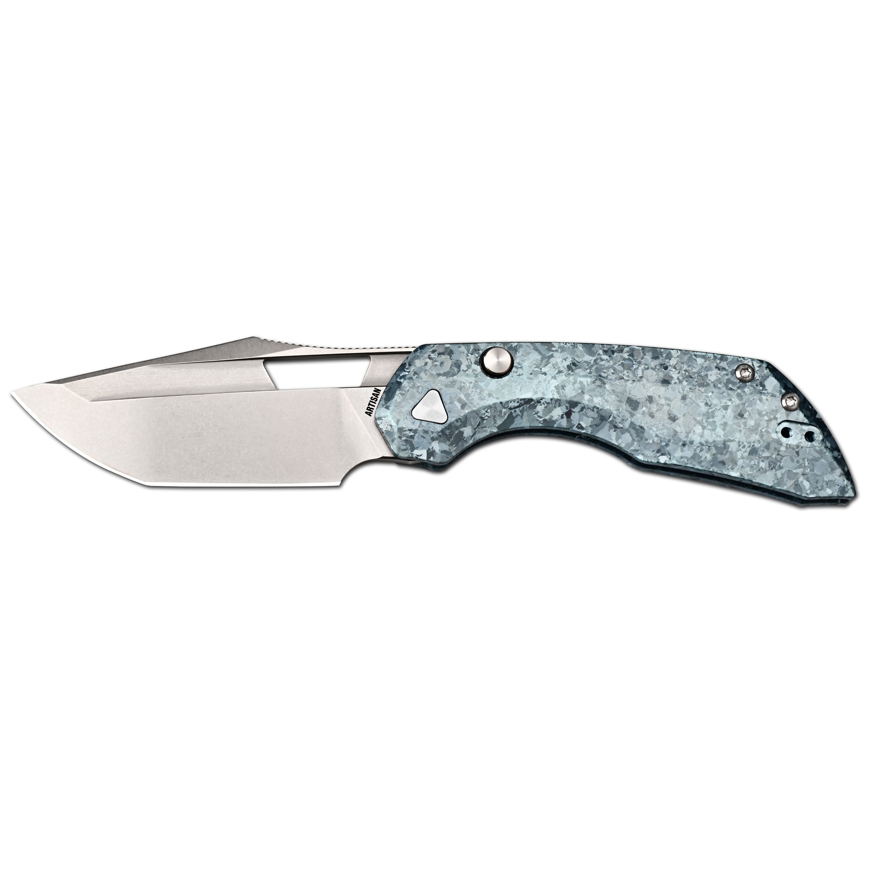 Artisan Cutlery Mousebird Thumb Hole Top Liner Lock EDC Knife Crystal Titanium Handle Crystal Titanium Clip(3'' CPM S35VN Stone Wash Blade ) 1889G-CBU