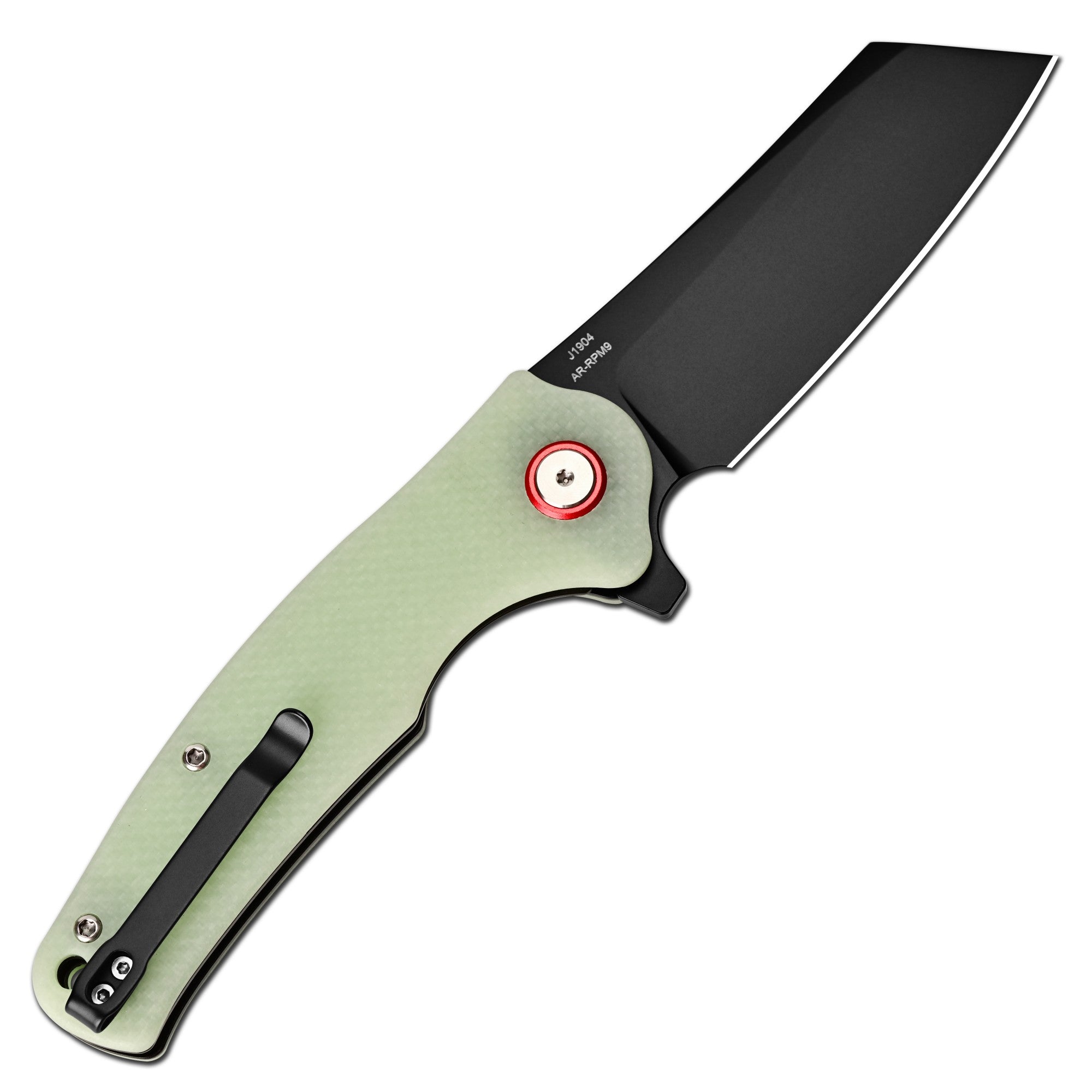 CJRB Crag Liner Lock & Flipper G10(Glow In the Dark) Handle (3.43'' AR-RPM9 Black PVD Coating Blade) J1904-BGD