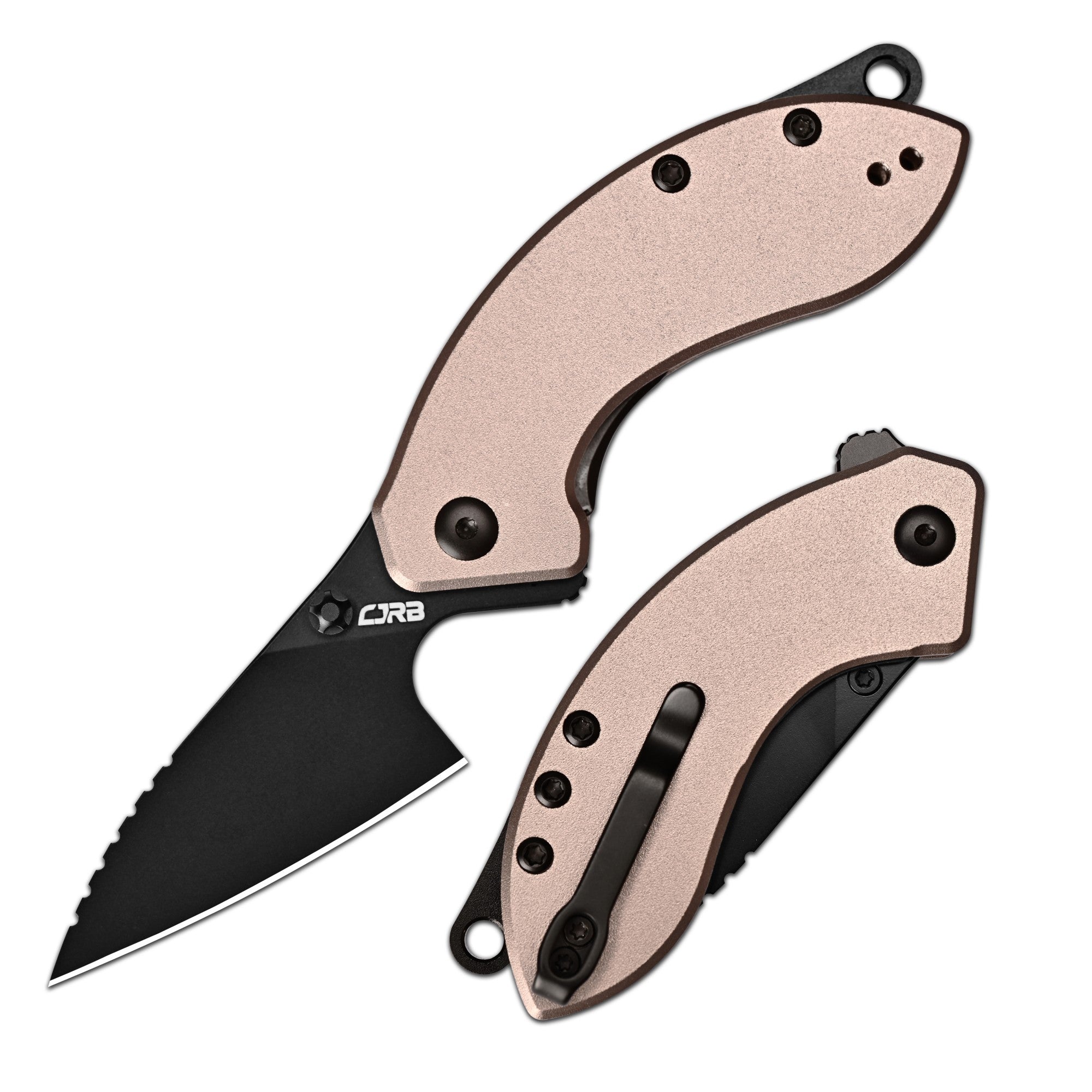 CJRB Spud J1971-CP folding knife with black aluminum handle