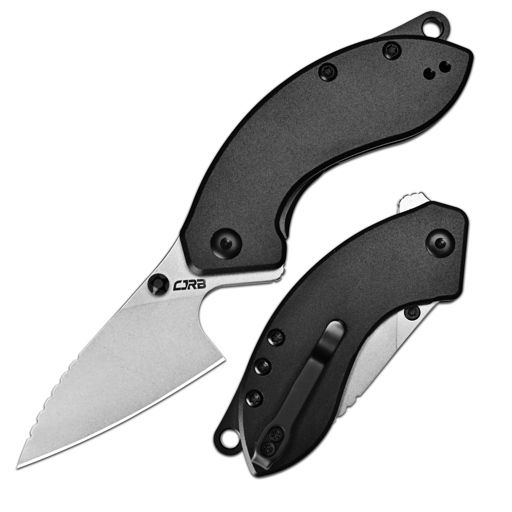 CJRB Spud J1971-BK folding knife with black aluminum handle
