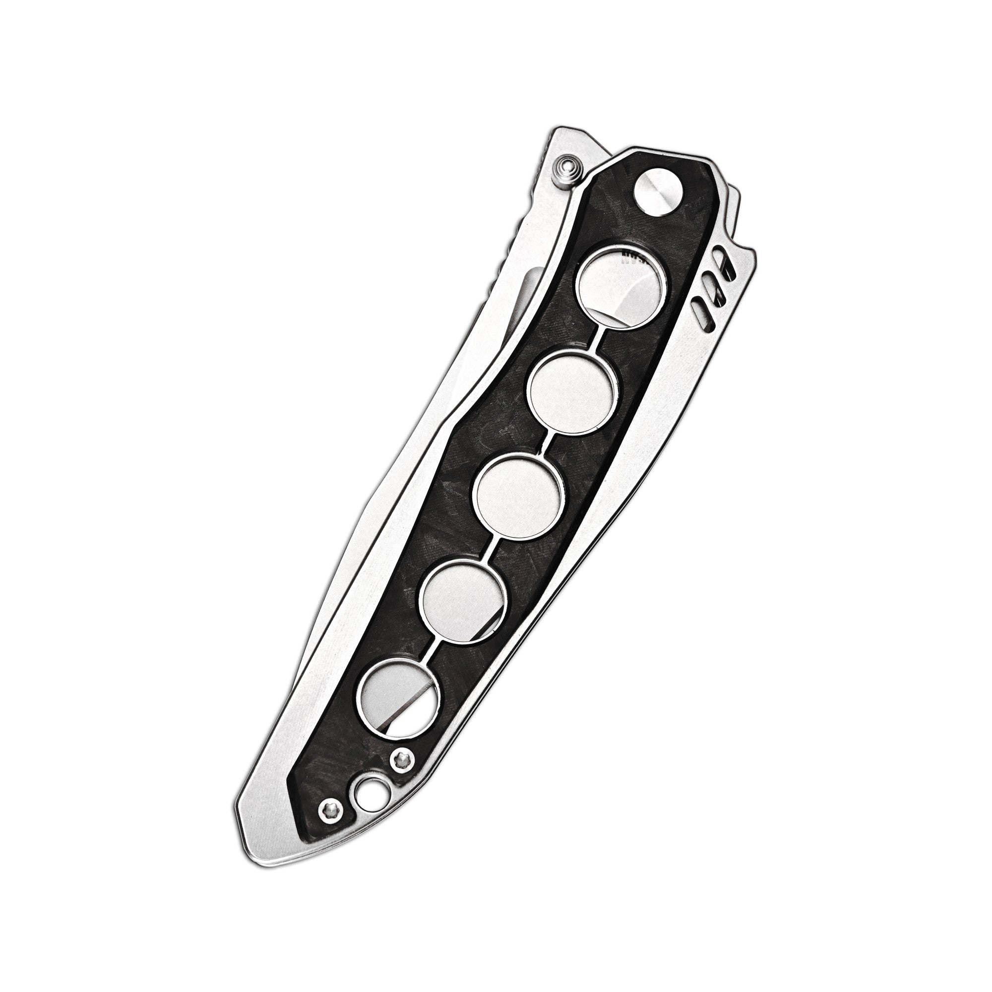 ArtisanCutlery Sudden Thumb Stud & Liner Lock Folding Knife Black Carbon Fiber Inlay & Steel Handle (4.17'' Stone Wash CPM S35VN Blade) 1890G-CF