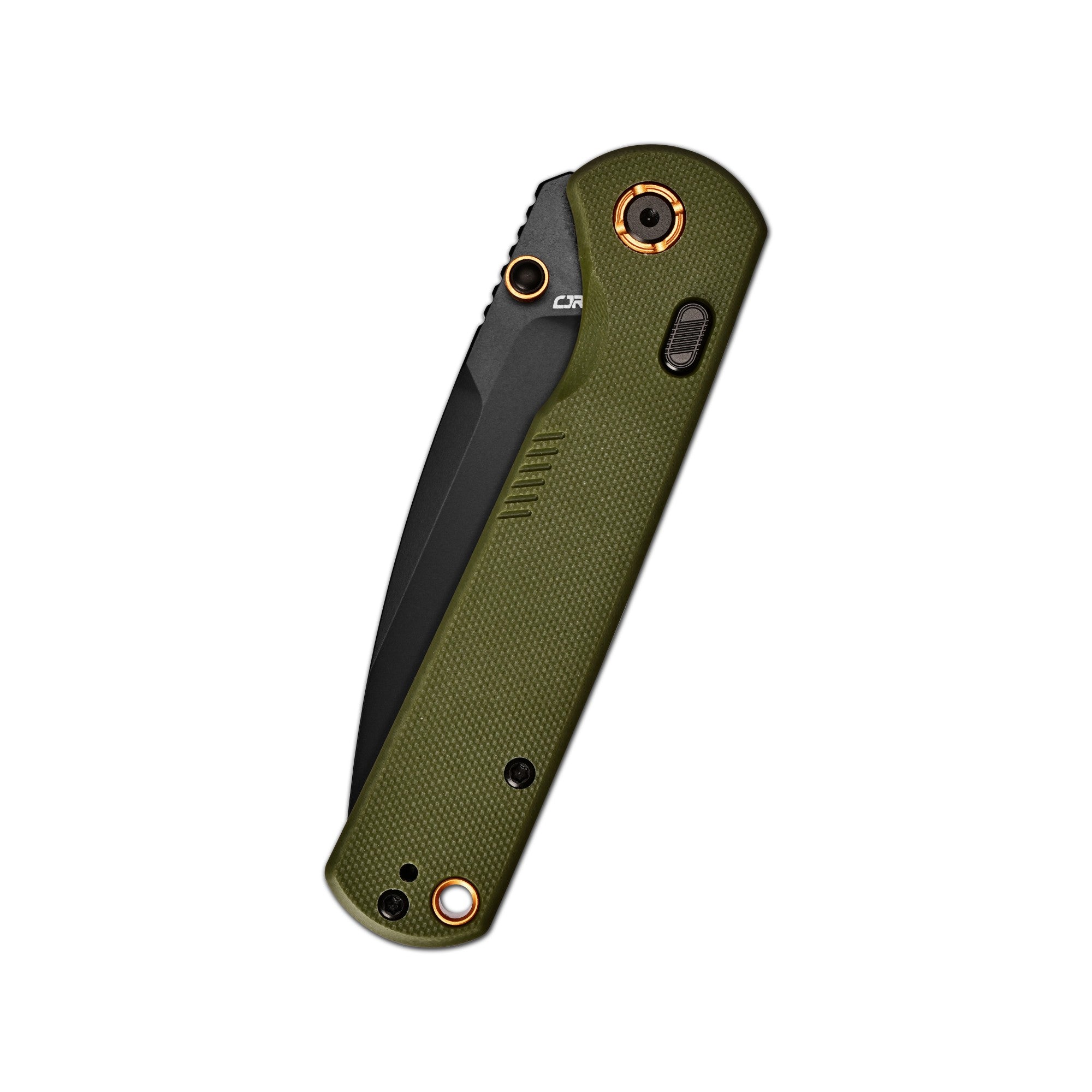 CJRB Latitude Thumb Stud & Top Liner Lock EDC Knife Green G10 Handle(3.47'' AR-RPM9 Steel Black PVD Coating Blade) J1975-BGN