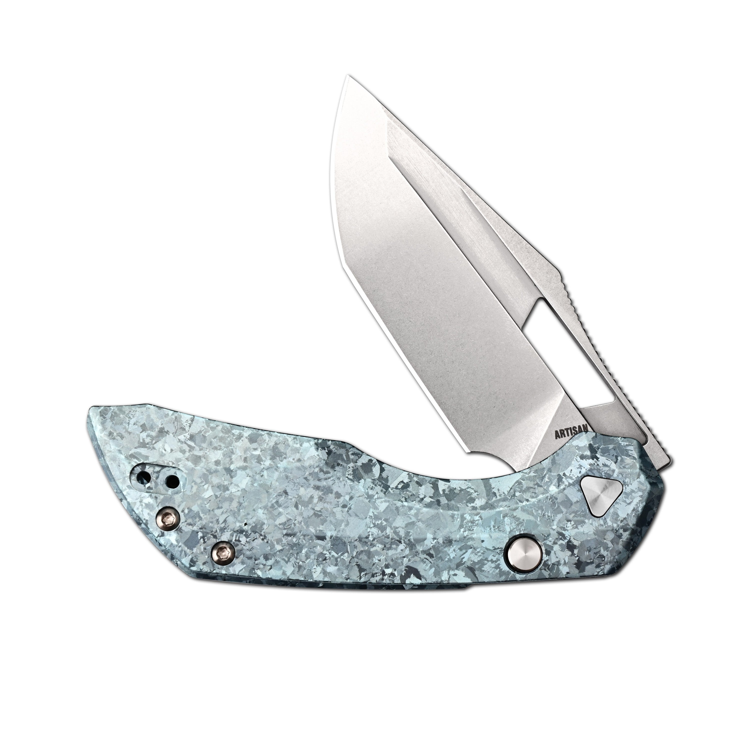 Artisan Cutlery Mousebird Thumb Hole Top Liner Lock EDC Knife Crystal Titanium Handle Crystal Titanium Clip(3'' CPM S35VN Stone Wash Blade ) 1889G-CBU