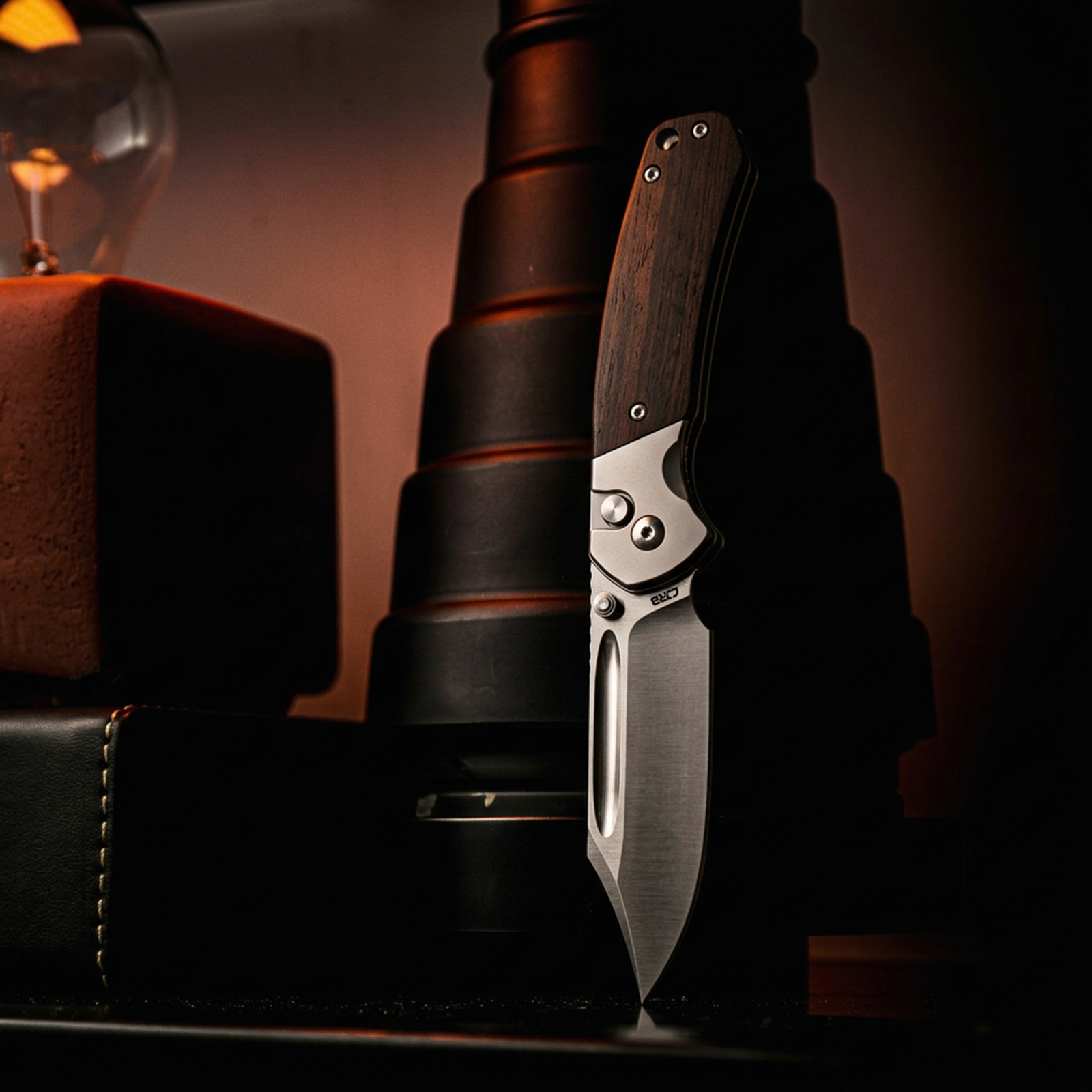 CJRB Bowie Pyrite J1942-EBN folding knife with ebony handle