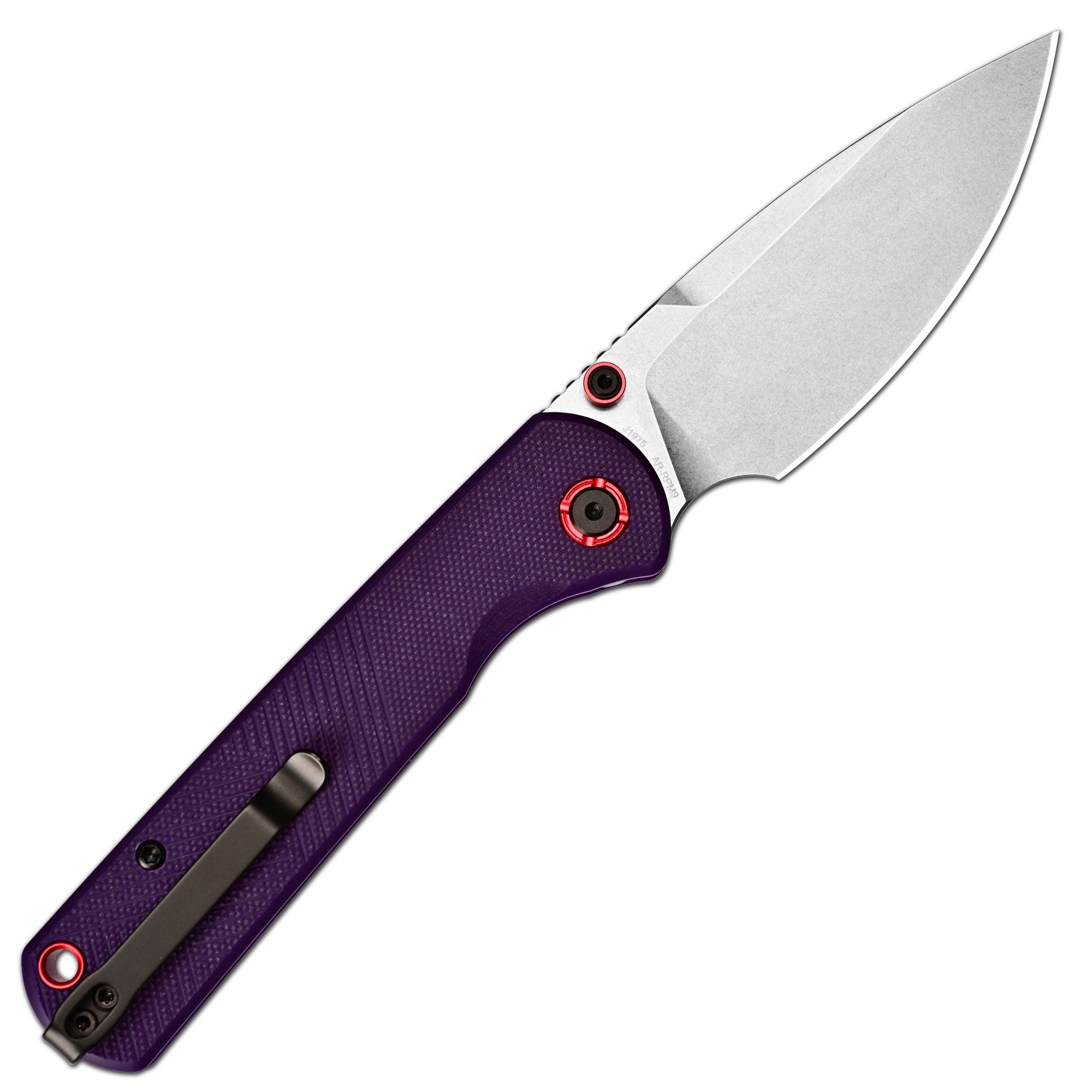 CJRB Latitude Thumb Stud & Top Liner Lock EDC Knife Purple CNC G10 Textured Handle(3.47'' AR-RPM9 Steel Stone Wash Blade) J1975-PU
