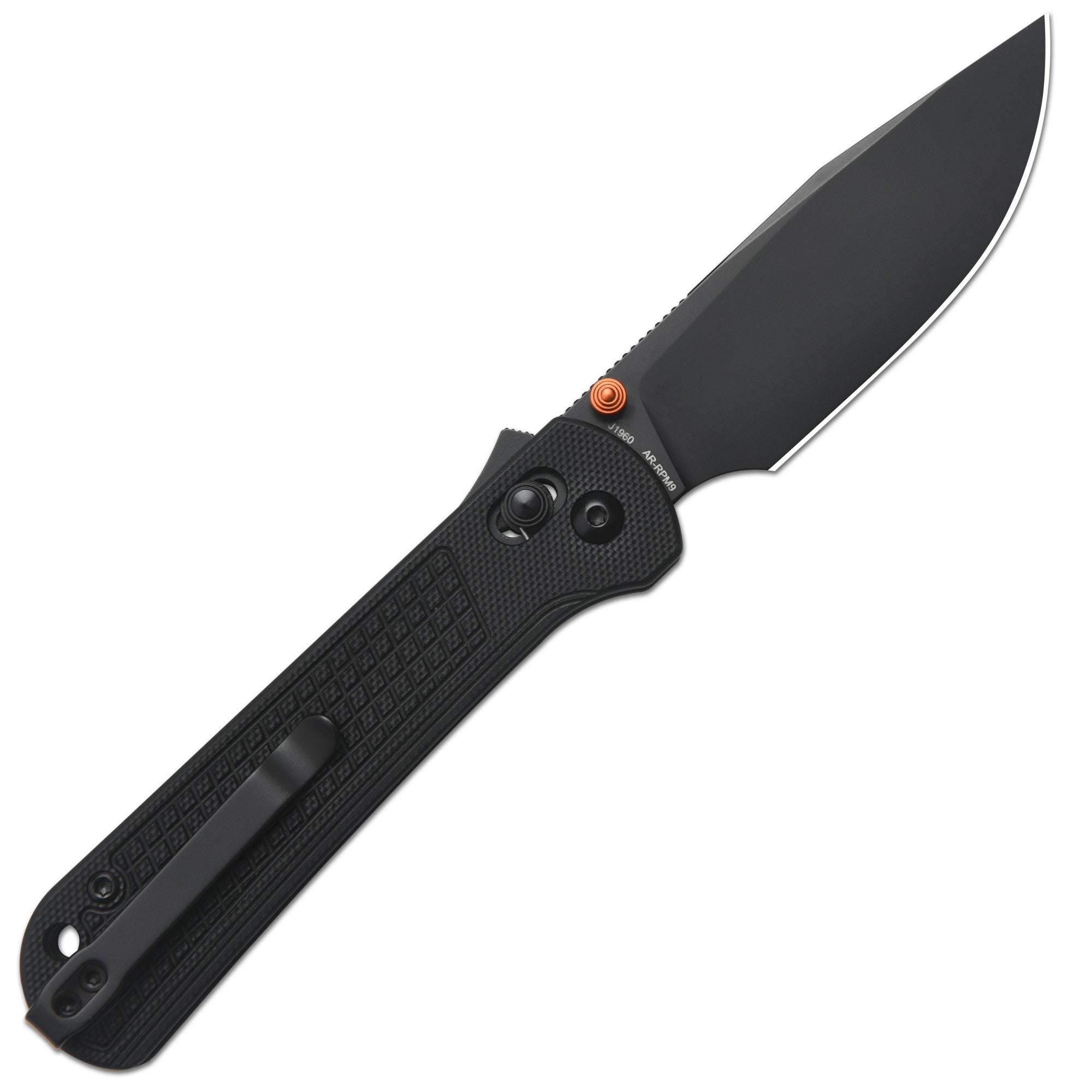 CJRB Bolt Thumb Stud & Recoil Lock V2 Folding Knife Black G10 Handle (3.25'' AR-RPM9 Steel Black PVD Coating Blade) J1960-BBK