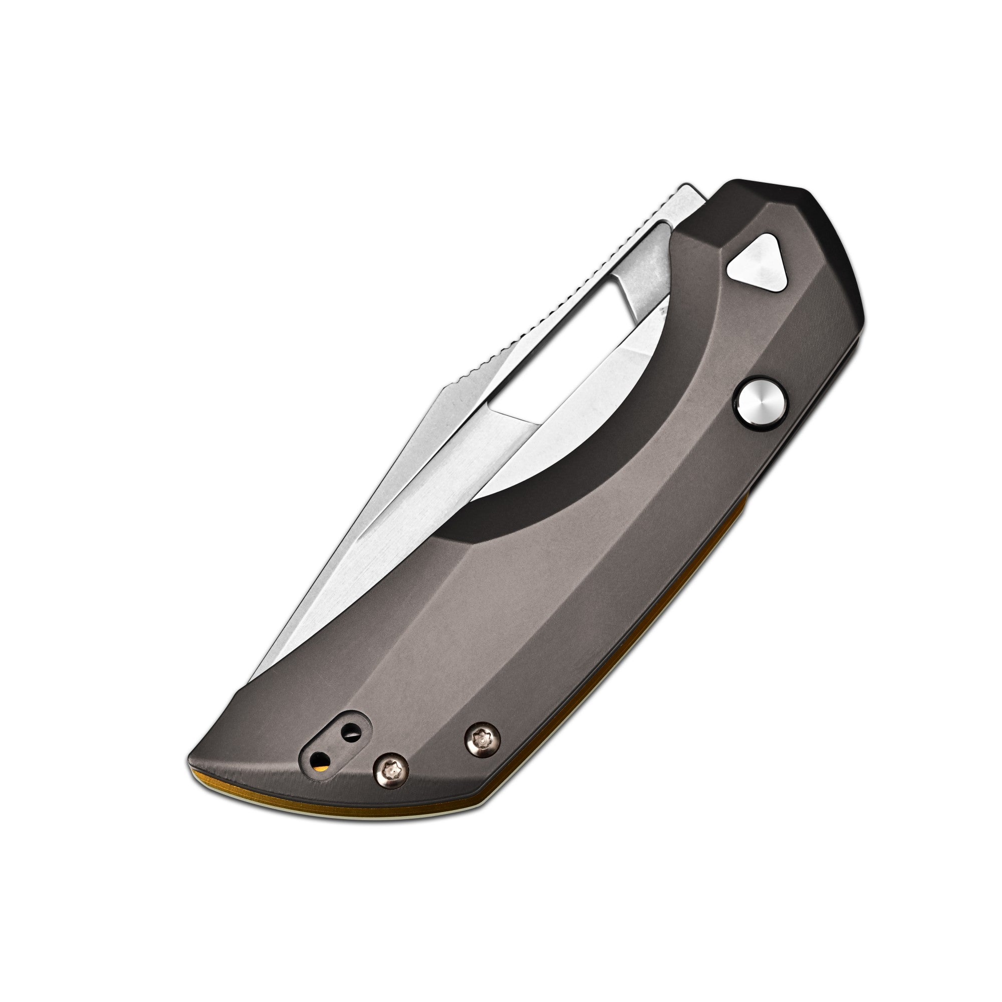 Artisan Cutlery Mousebird Thumb Hole Top Liner Lock EDC Knife Titanium Handle Gold Titanium Clip(3'' CPM S35VN Stone Wash Blade ) 1889G-DG
