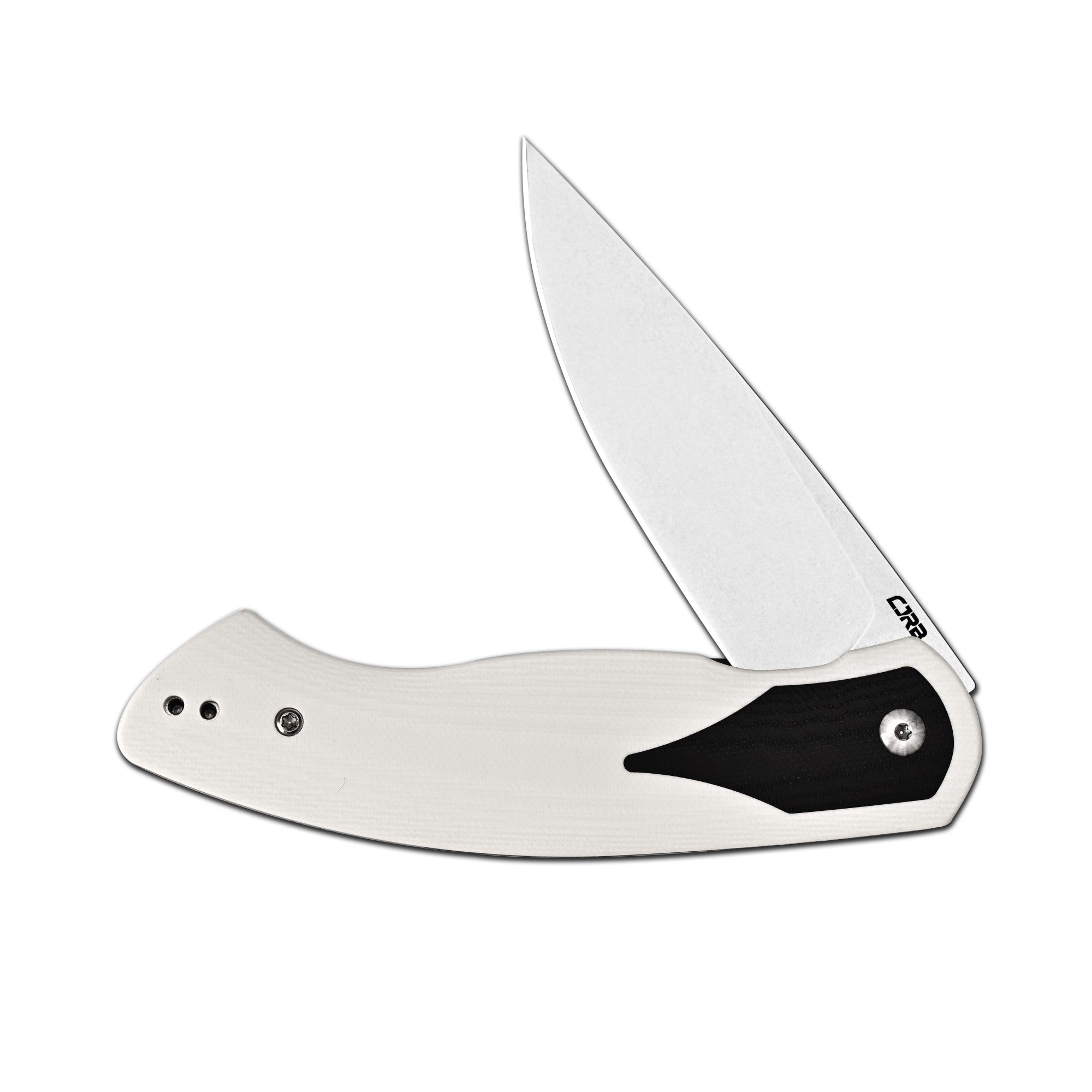 CJRB Rodayo J1972-WBK stonewashed drop point blade detail