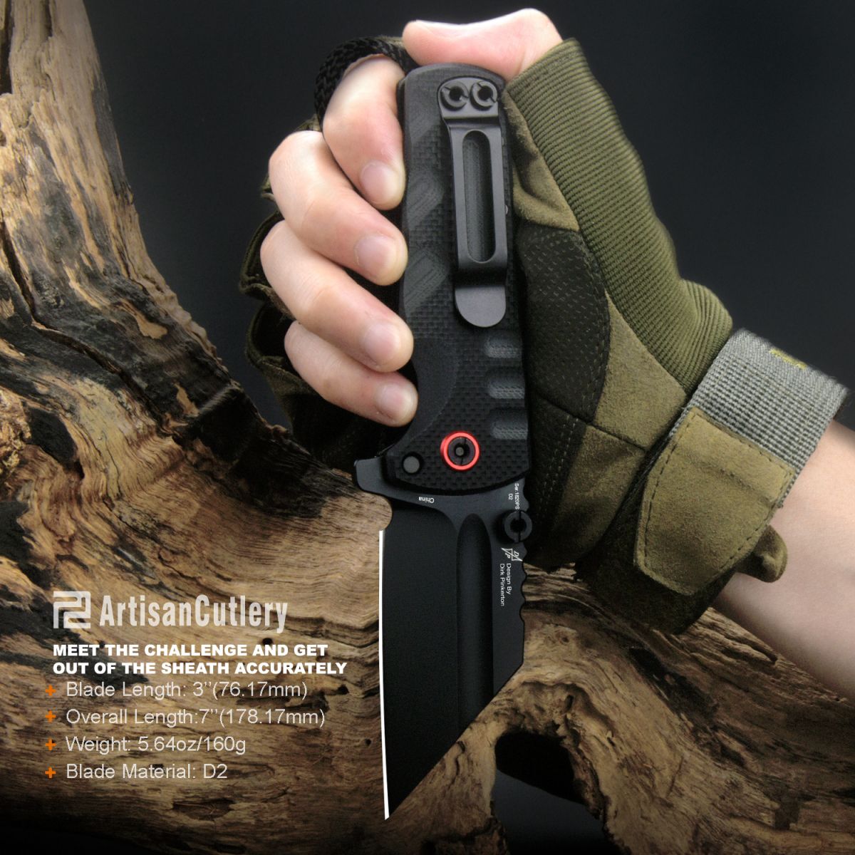 Artisan Cutlery Proponent 1820PS folding knife with black G10 handle