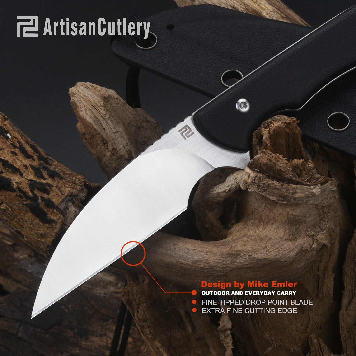 Artisan Cutlery Sea Snake 1842B fixed blade knife with AR-RPM9 blade