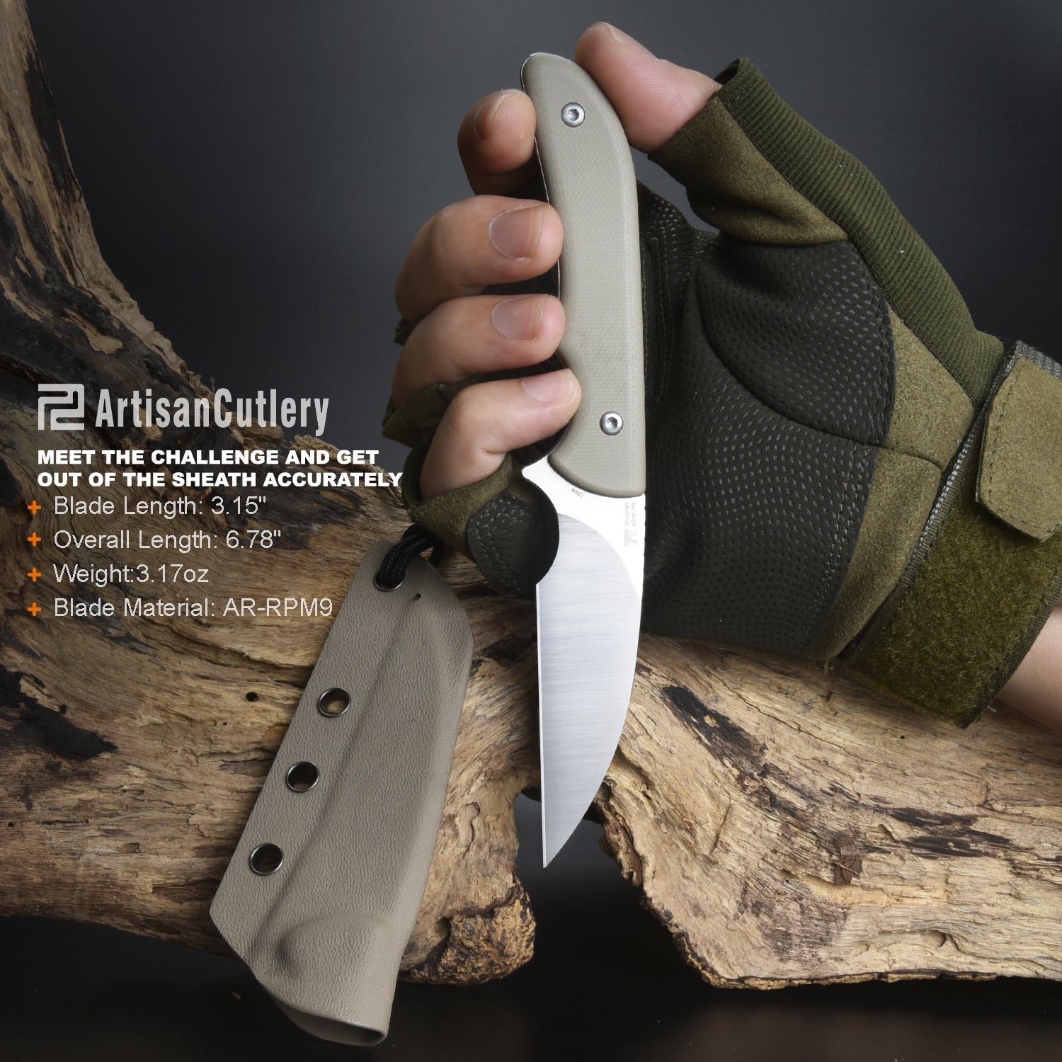 Artisan Cutlery Sea Snake 1842B fixed blade knife side view