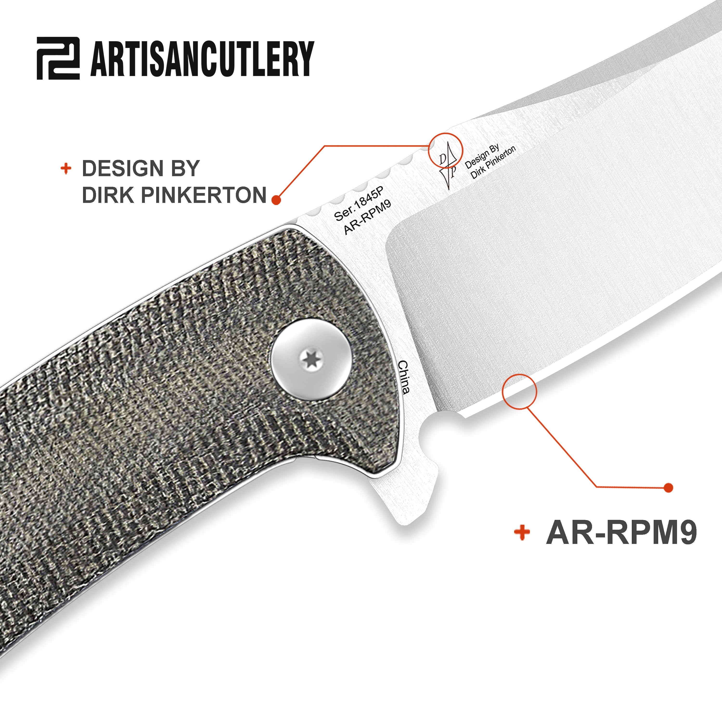 Artisan Cutlery Arroyo 1845P handle close-up