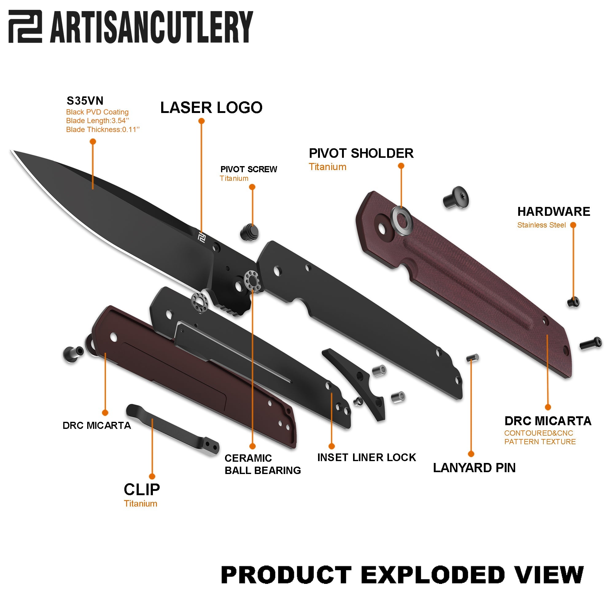 Artisan Cutlery Sirius 1849P handle close-up