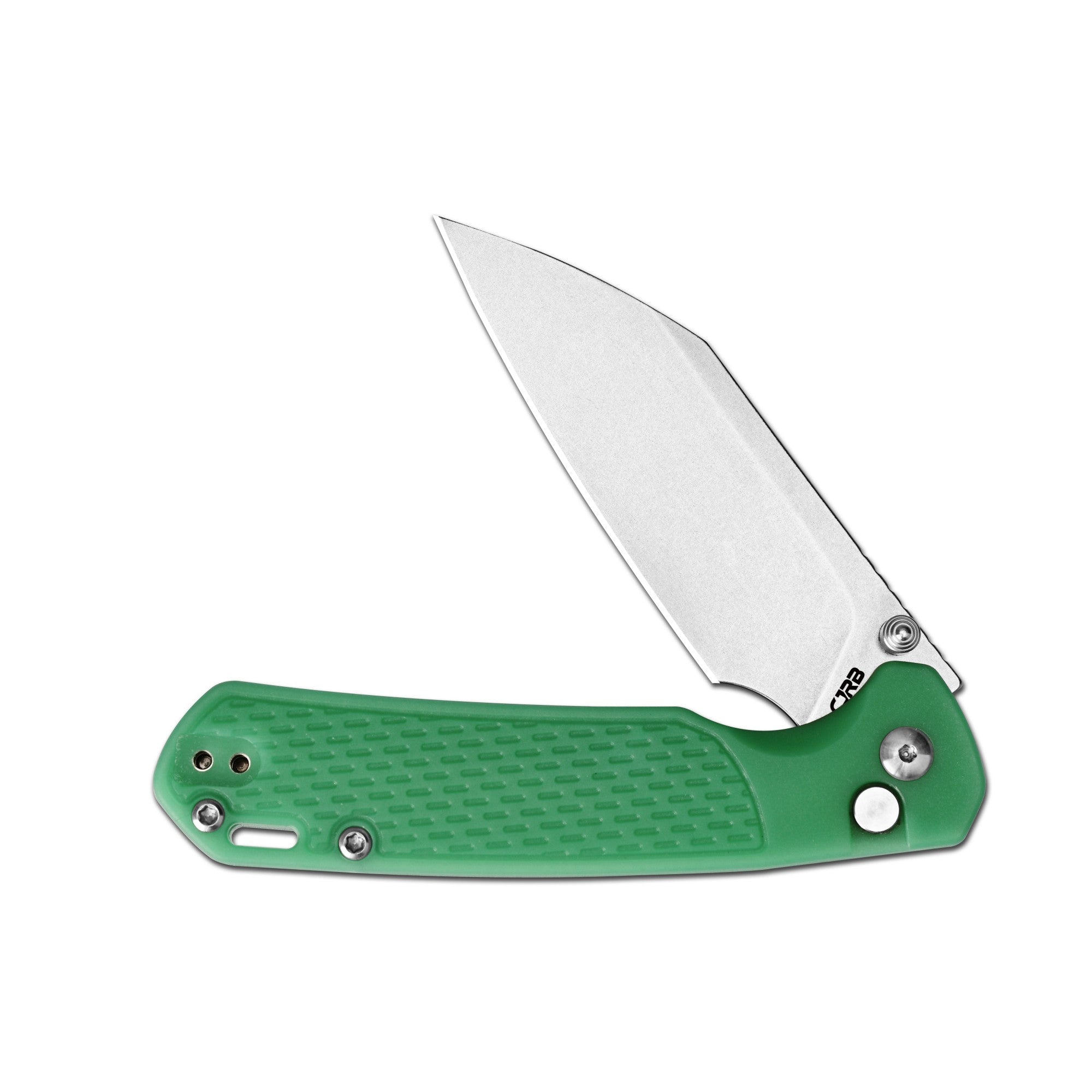 CJRB Pyrite-Light Thumb Stud & Button Lock EDC Knife, Thermochromic FRN Handle (Dark Green to Light Green), 3.34'' AR-RPM9 Stonewashed Blade, J1945-DLG
