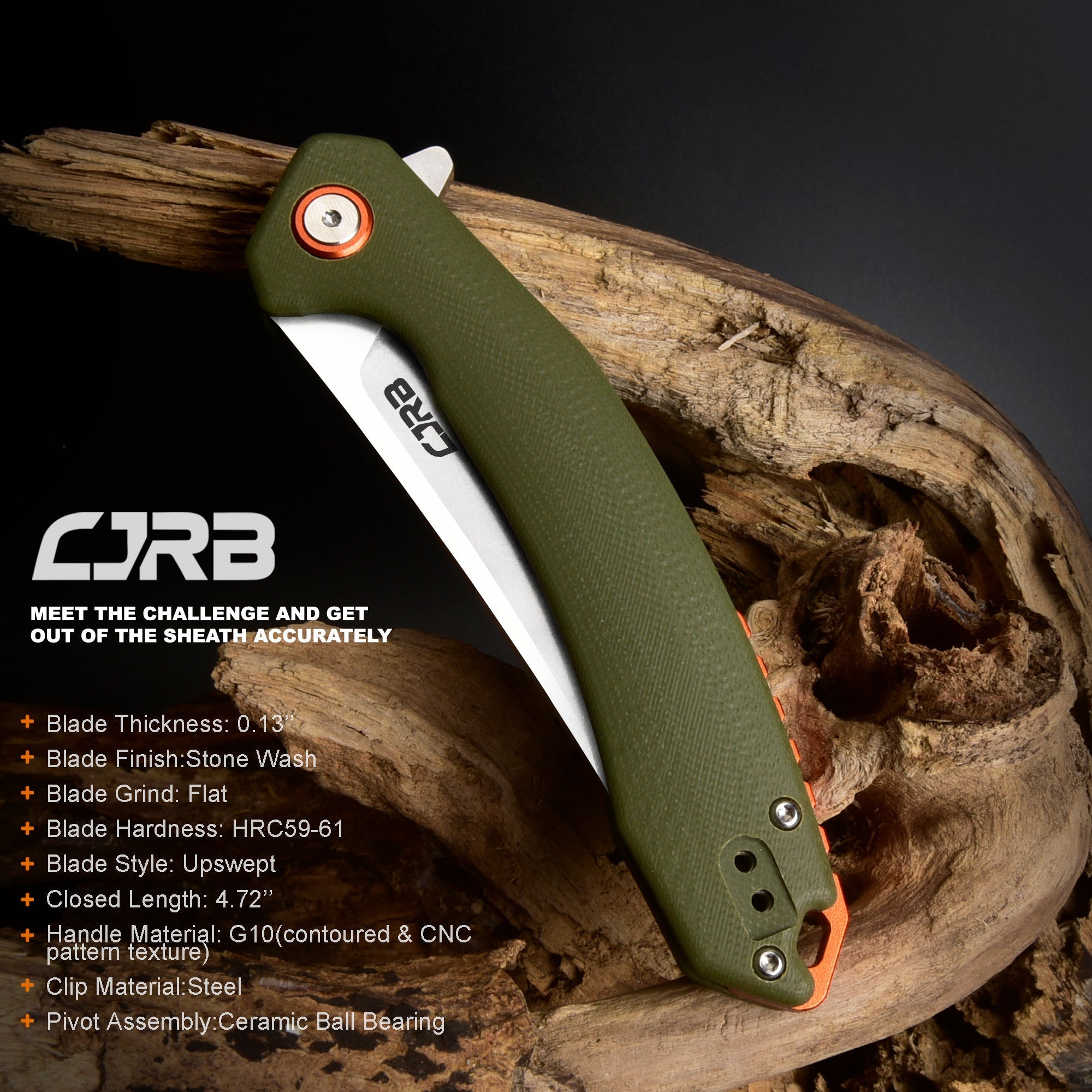 CJRB Gobi J1906-GNC folding knife with green G10 handle