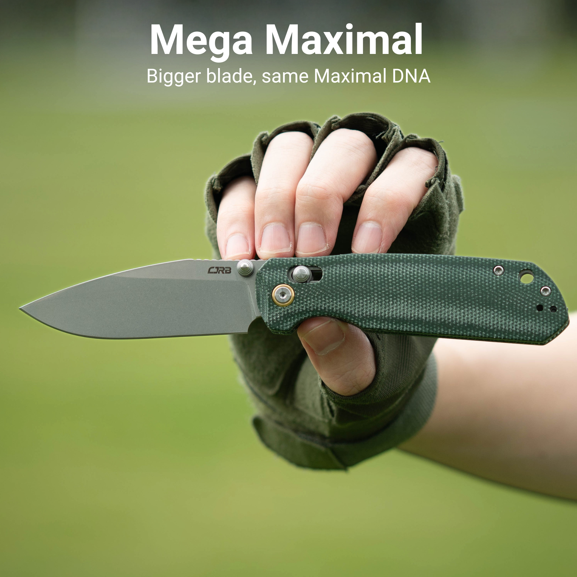 CJRB Mega Maximal J1954L-MGN folding knife with green Micarta handle