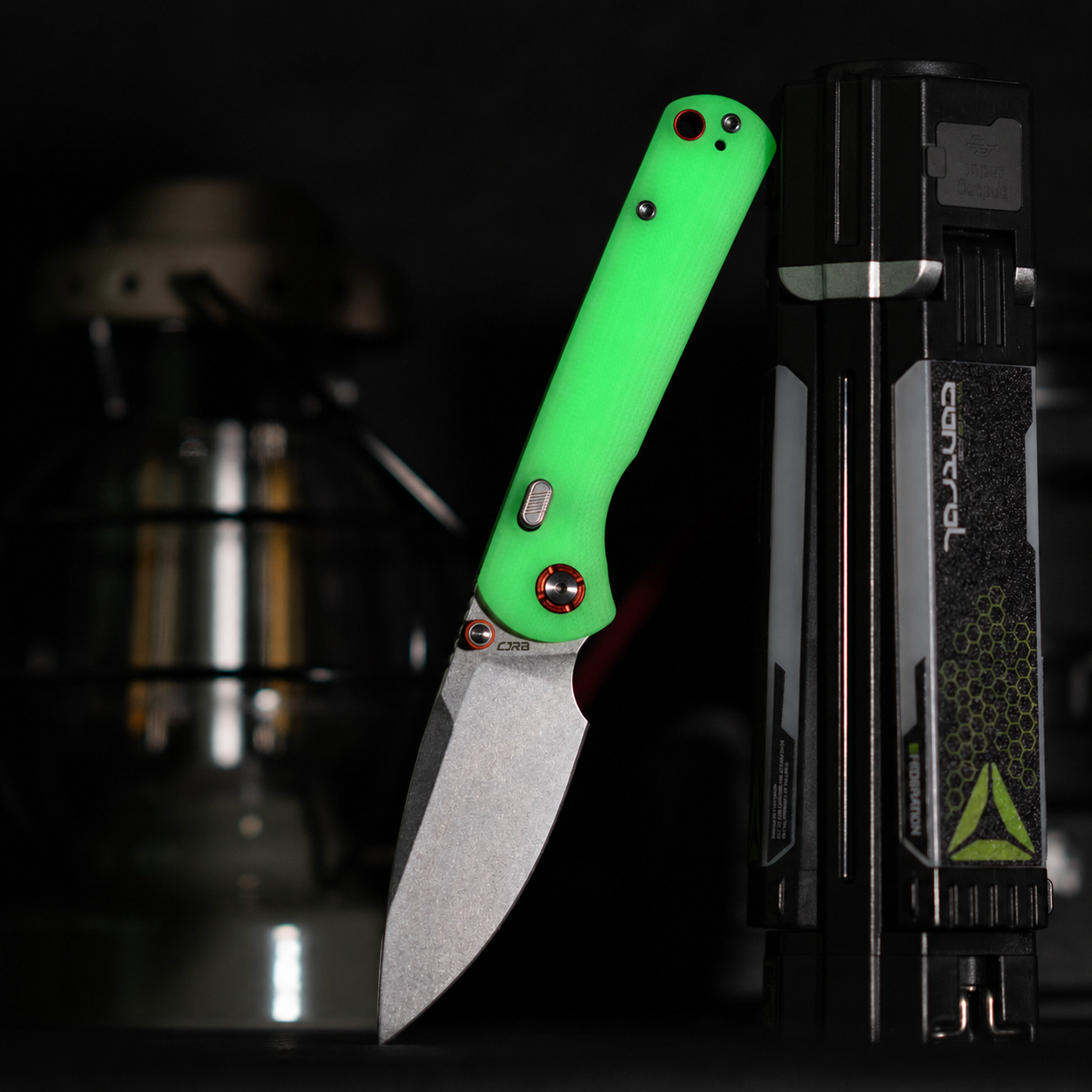 CJRB Latitude Thumb Stud & Top Liner Lock EDC Knife G10(Glow In the Dark) Handle(3.47'' AR-RPM9 Steel Stone Wash Blade) J1975-GD (Exclusive)