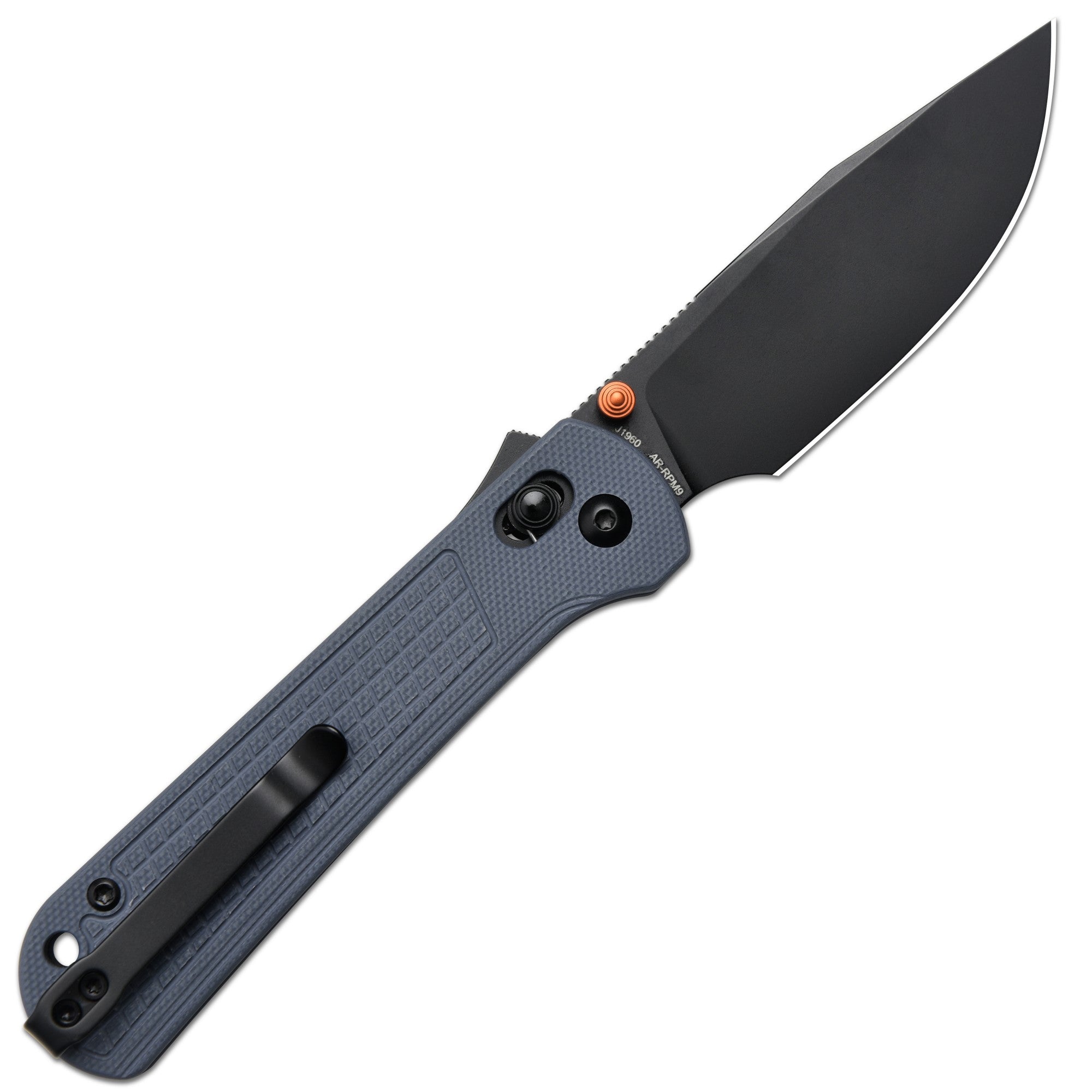 CJRB Bolt Thumb Stud & Recoil Lock V2 Folding Knife Blue G10 Handle (3.25'' Black PVD Coating AR-RPM9 Steel Blade) J1960-BGY