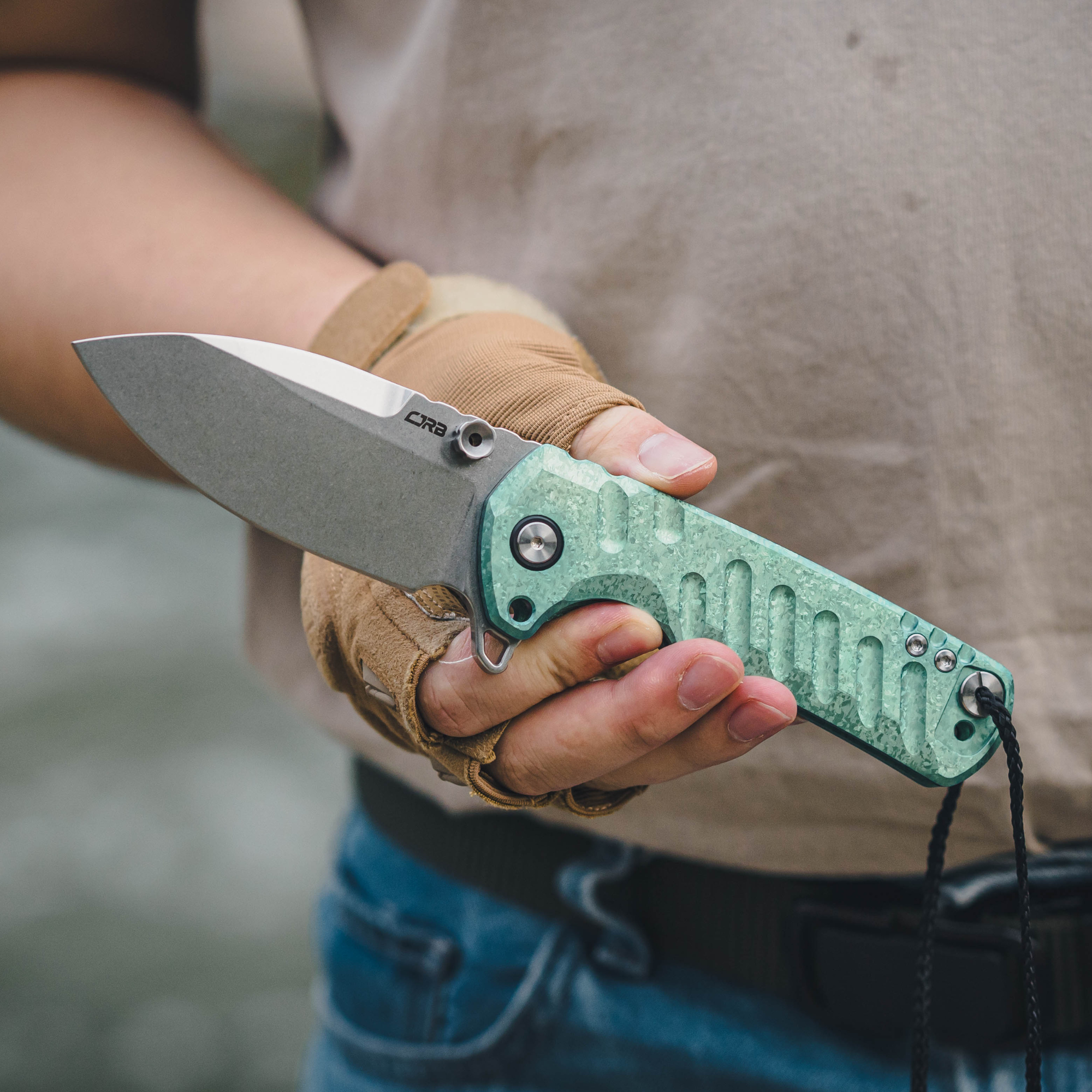 CJRB Tundra J1966G-CGN folding knife with titanium handle