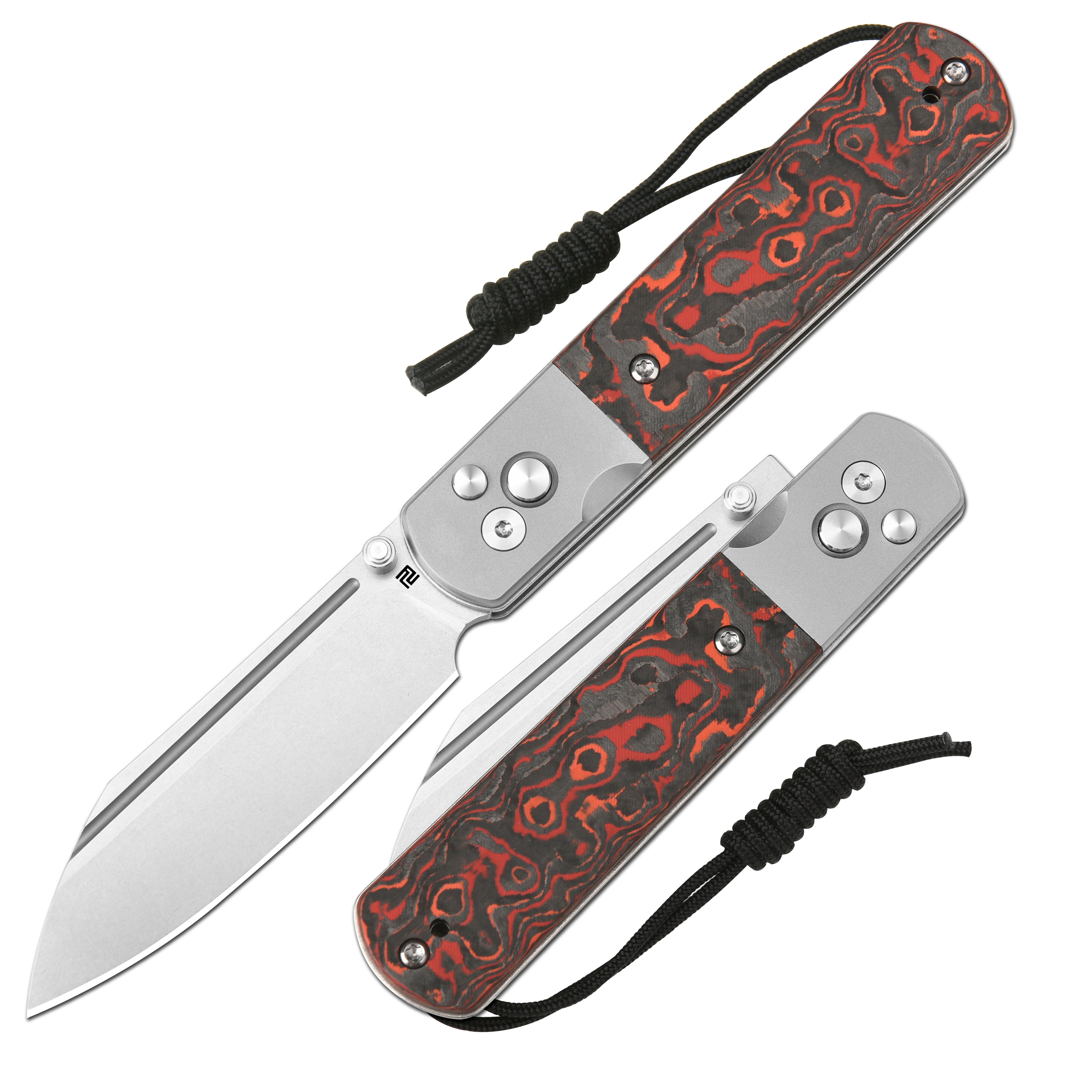 Artisan Cutlery Holm 1875G folding knife with black Fat Carbon handle