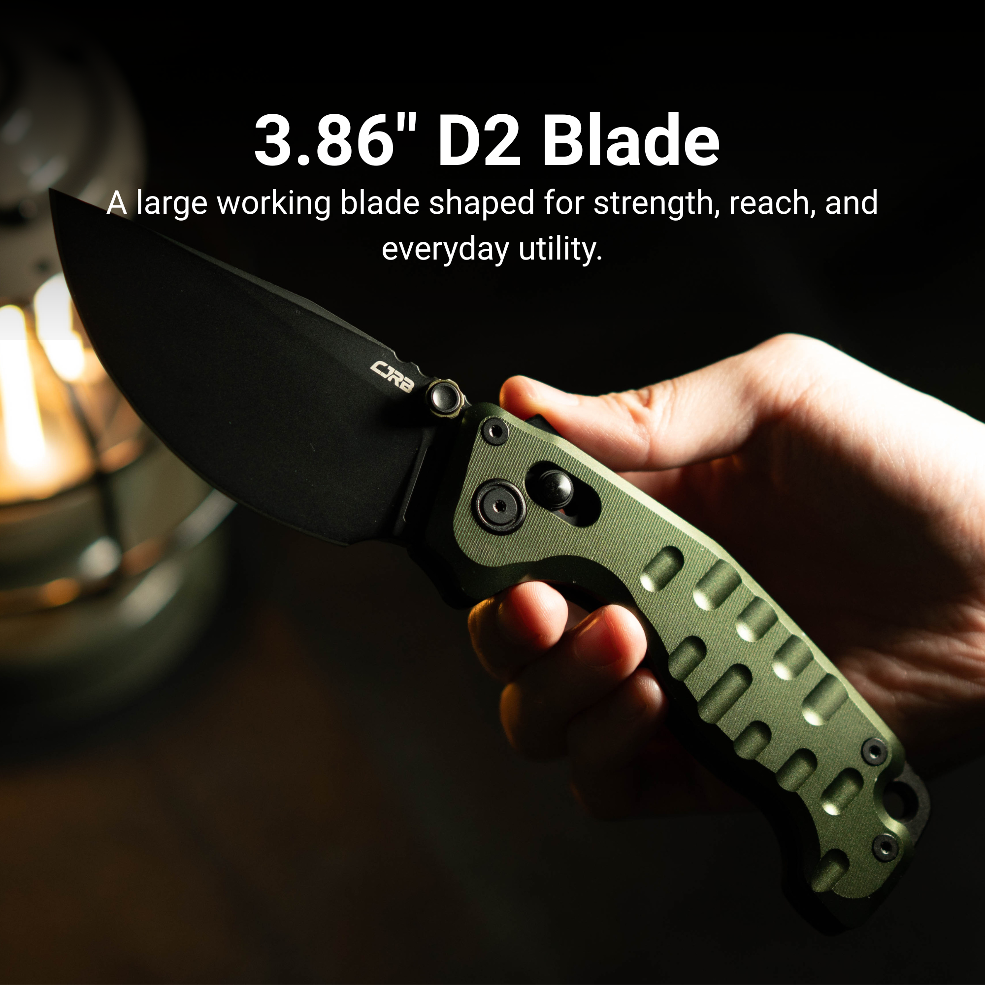 CJRB Doubletap Thumb Stud & Recoil Lock V2 Tatical Knife Green 7075-T6 Aluminum Handle(3.86'' D2 Black PVD Coating Blade) J1970-BAL (Exclusive)