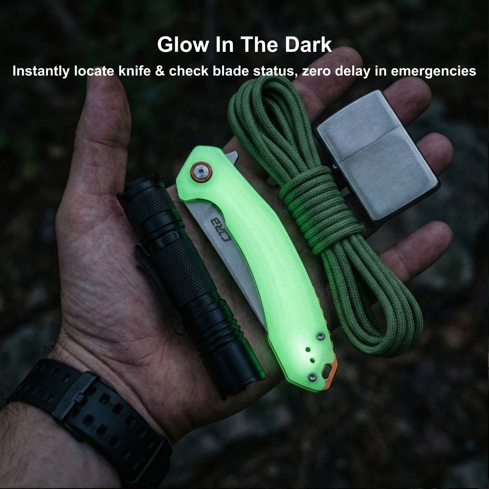 CJRB Gobi J1906-GD folding knife with glow-in-the-dark G10 handle