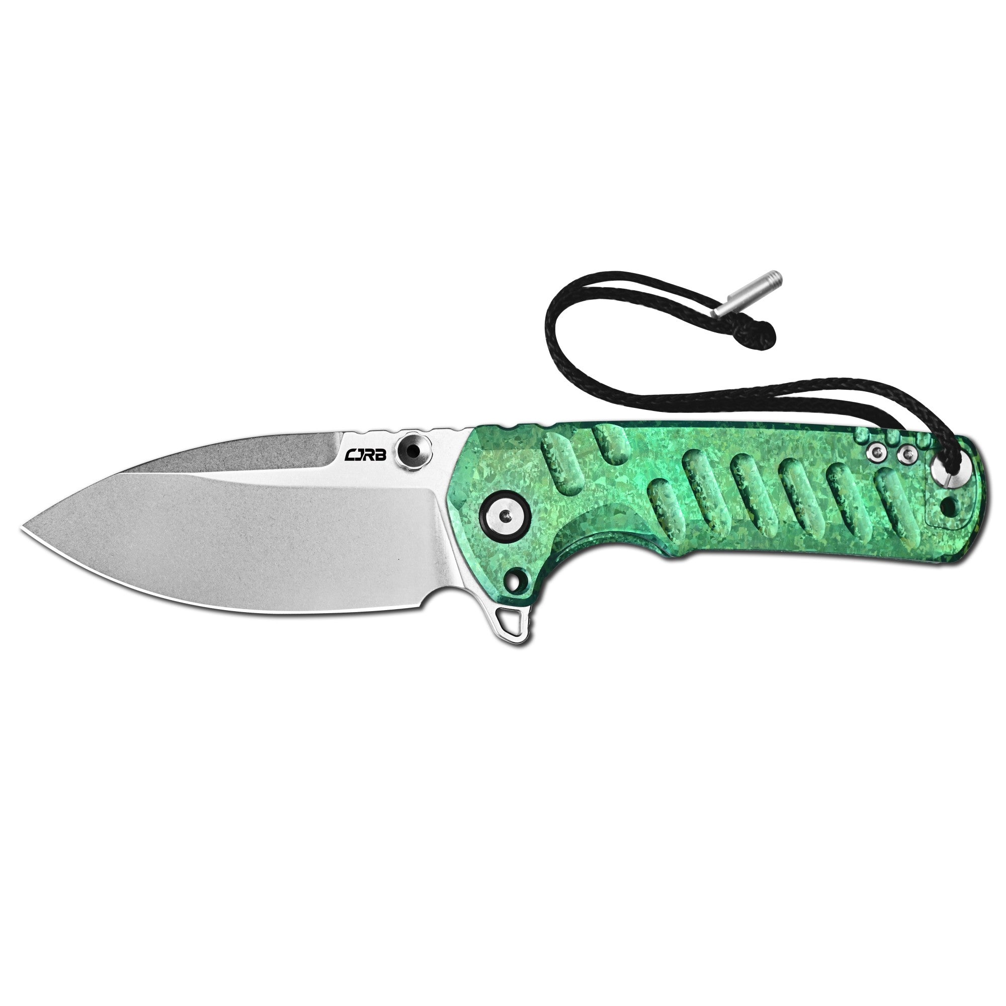 CJRB Tundra Flipper &Thumb Stud & Locking Pin & Frame Lock Tatical Knife Crystal Titanium Handle (3.78'' Stone Wash CPM S35VN Blade) J1966G-CGN (Limited Edition)