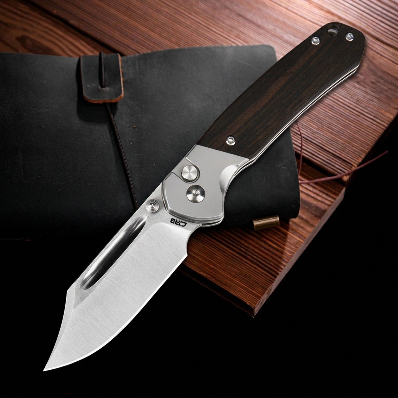 CJRB Bowie Pyrite J1942-EBN folding knife side view