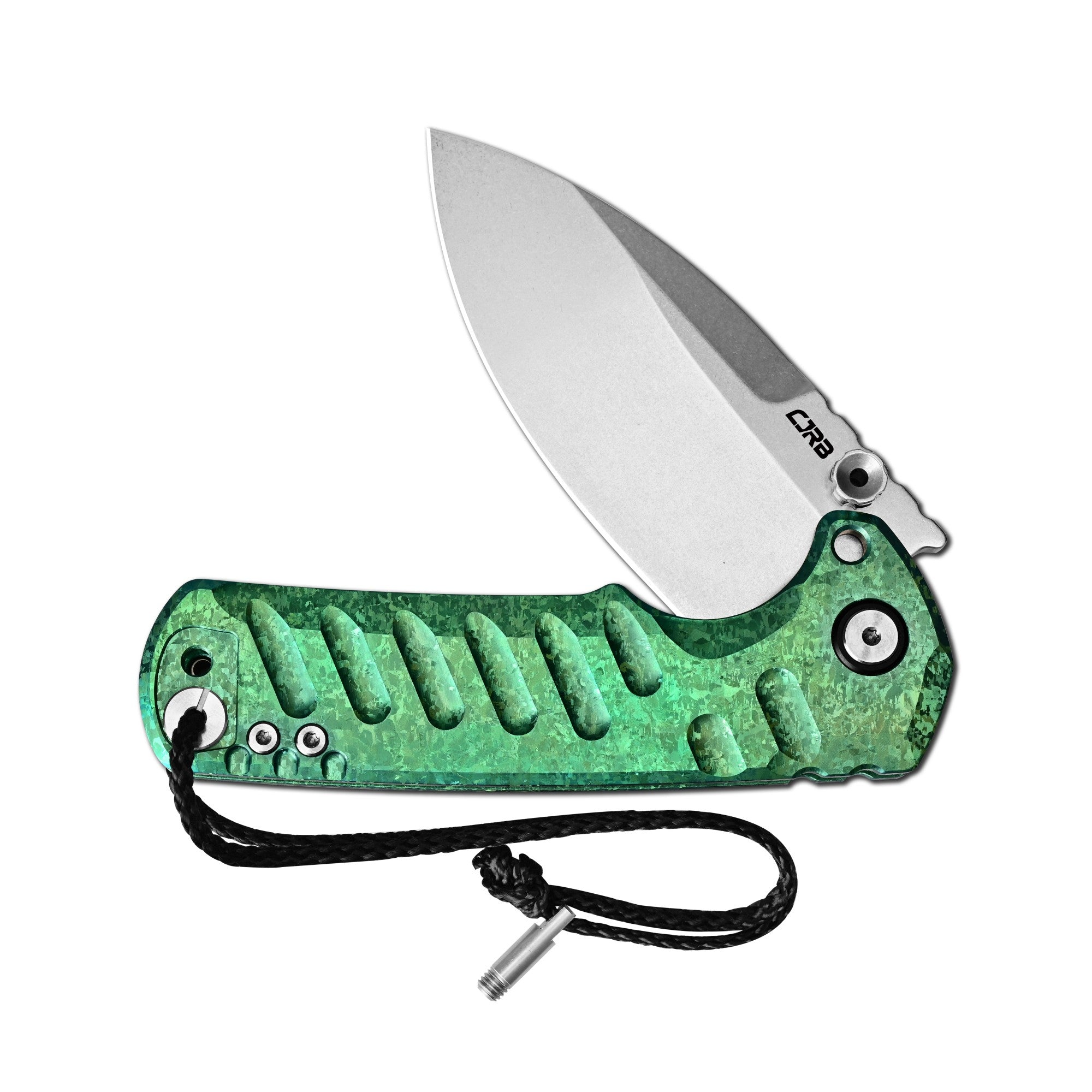 CJRB Tundra Flipper &Thumb Stud & Locking Pin & Frame Lock Tatical Knife Crystal Titanium Handle (3.78'' Stone Wash CPM S35VN Blade) J1966G-CGN (Limited Edition)