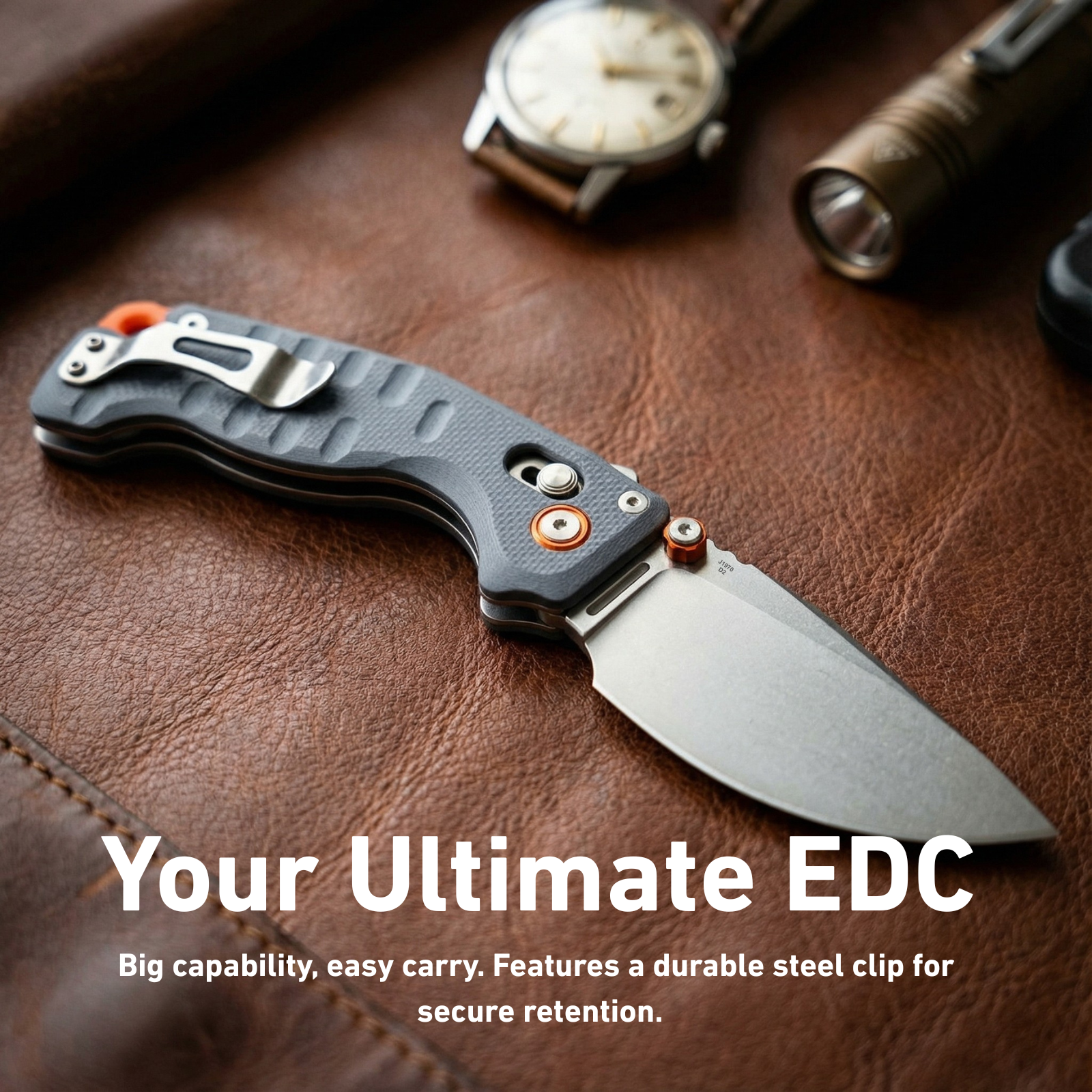 CJRB Doubletap J1970-BU folding knife side view