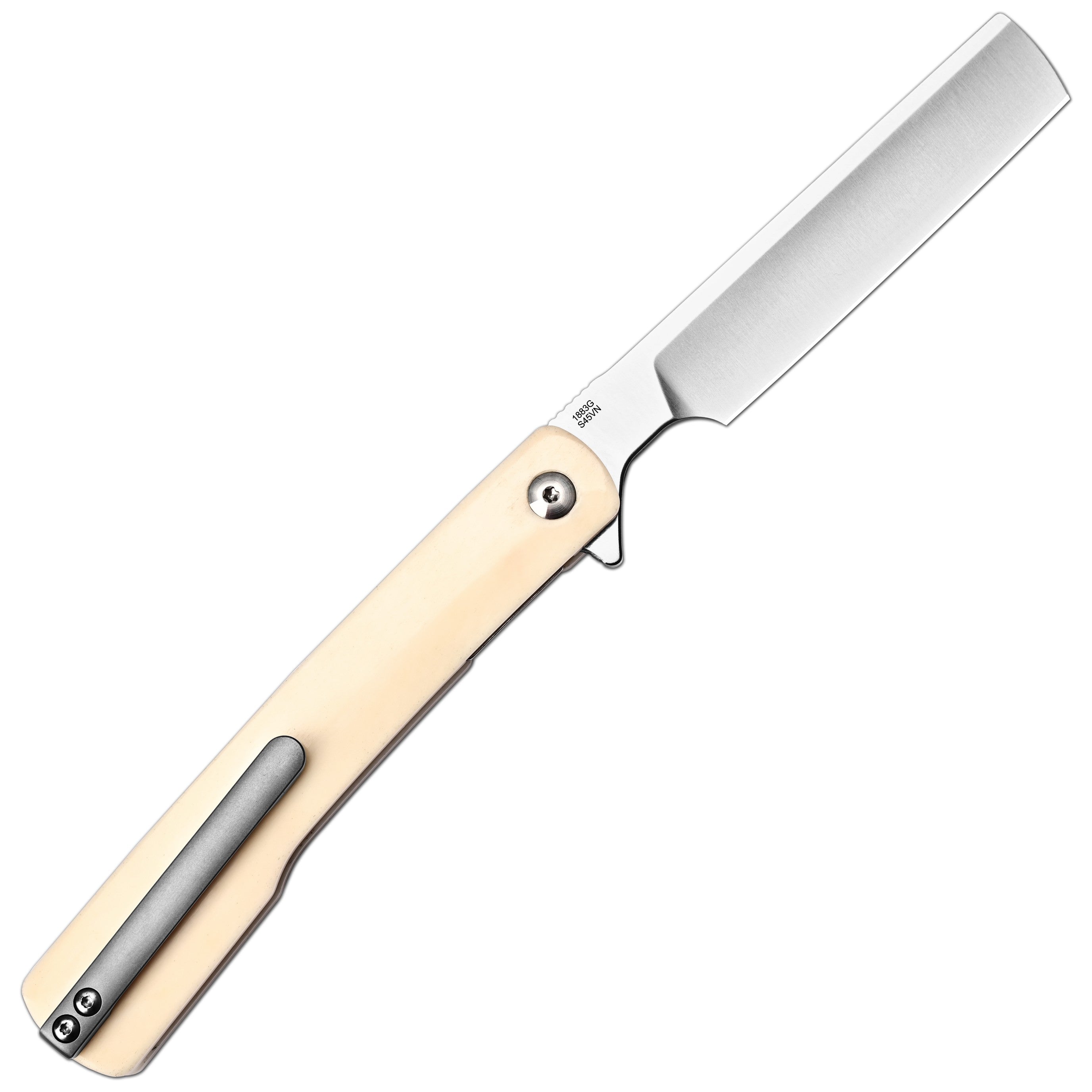 Artisan Cutlery Orthodox V2 Flipper & Liner Lock Knife Bovine Bone Handle (3.54'' Sand Polish CPM S45VN Blade) 1883G-BB (Limited)