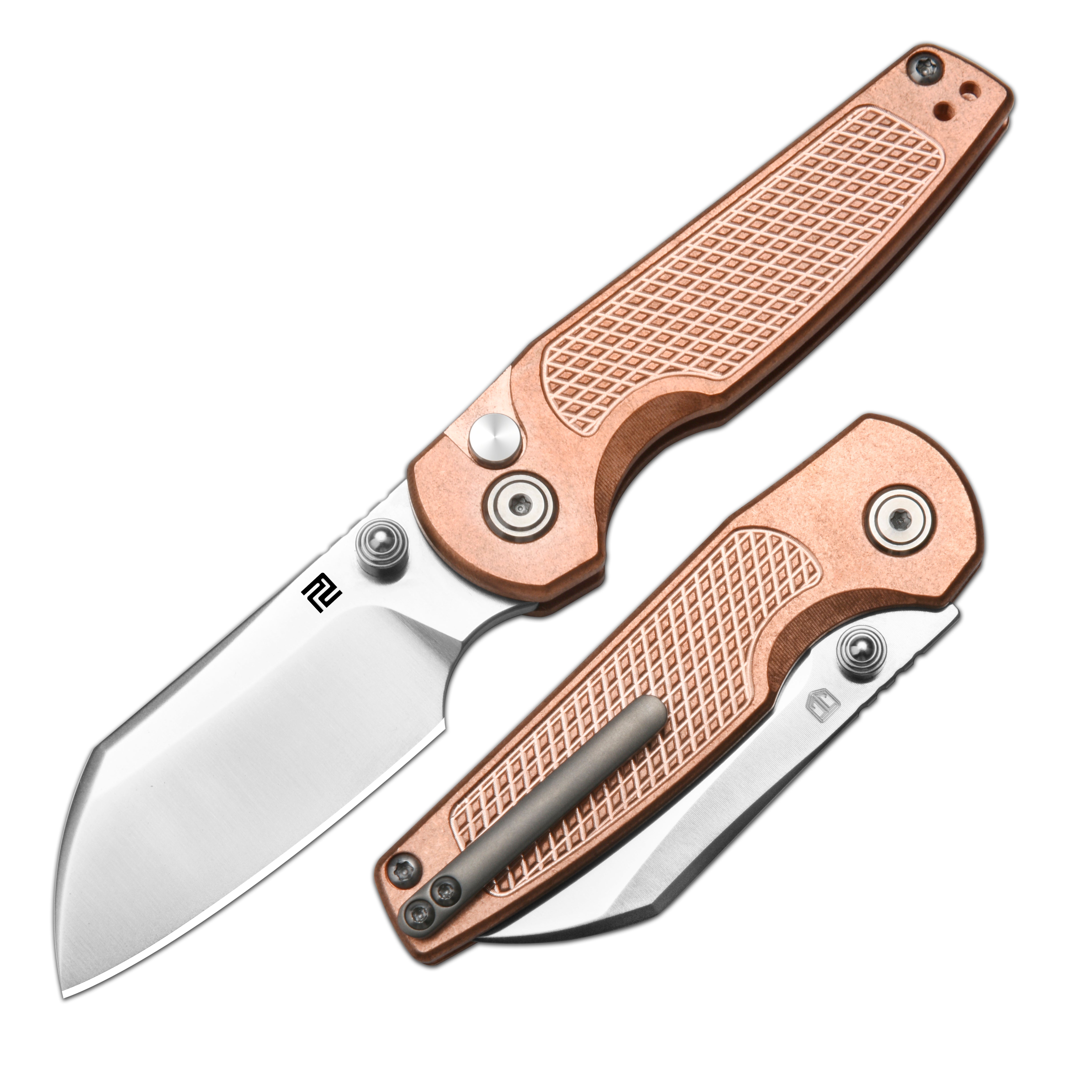 Artisan Cutlery Cleo 1871G folding knife with copper handle