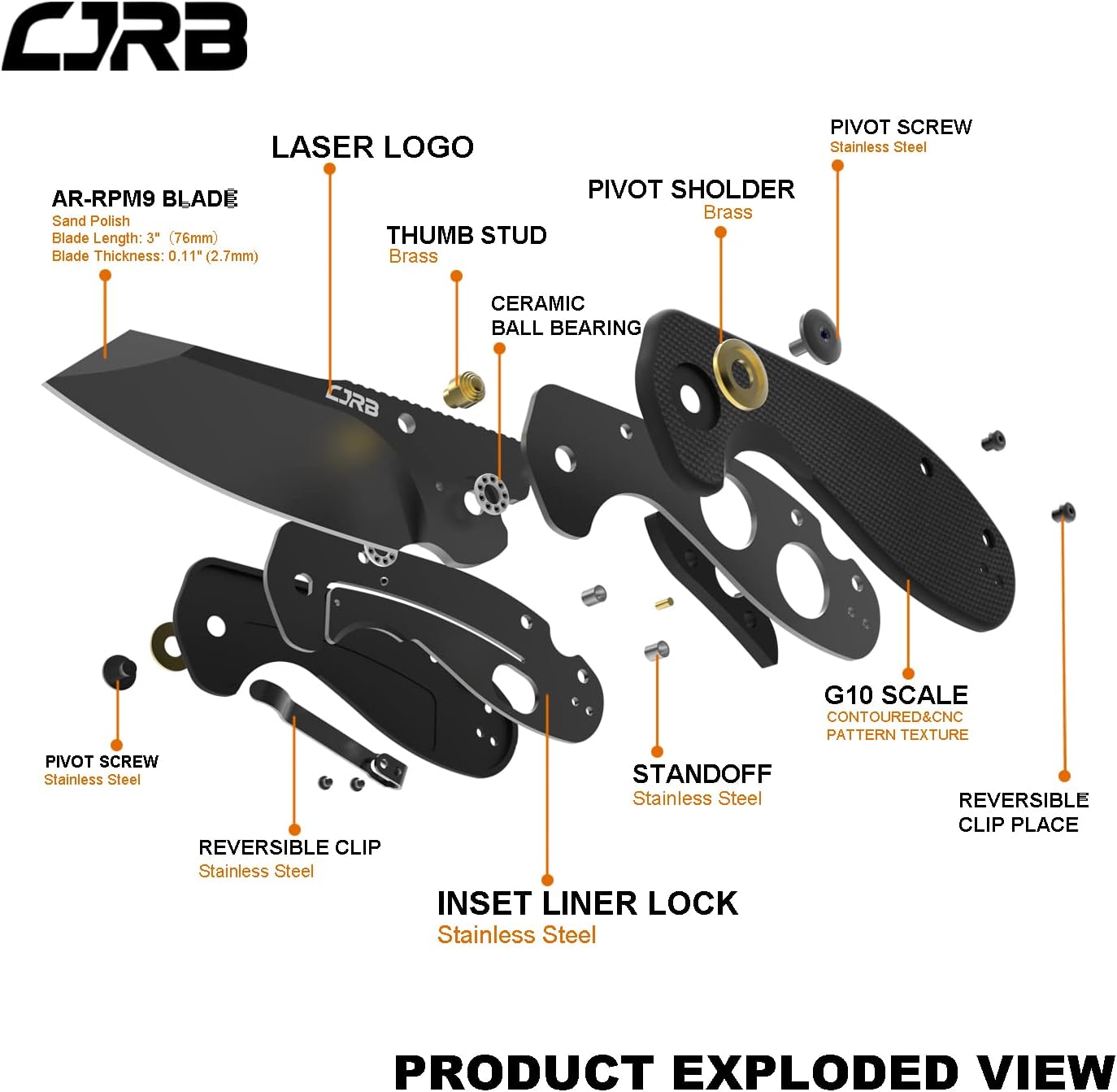 CJRB Maileah J1918 G10 handle folding knife