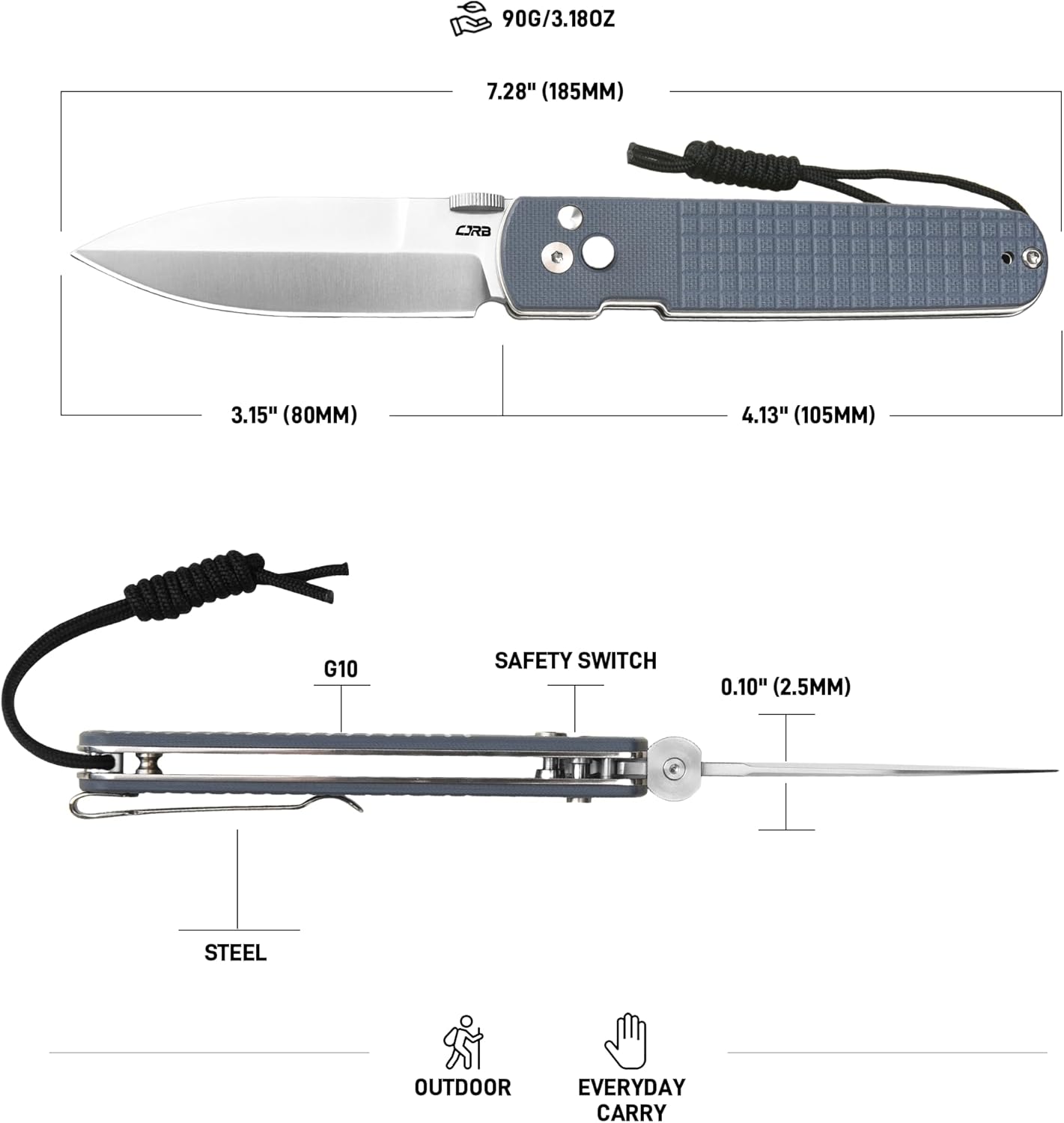 CJRB Locust J1951-BU knife detail