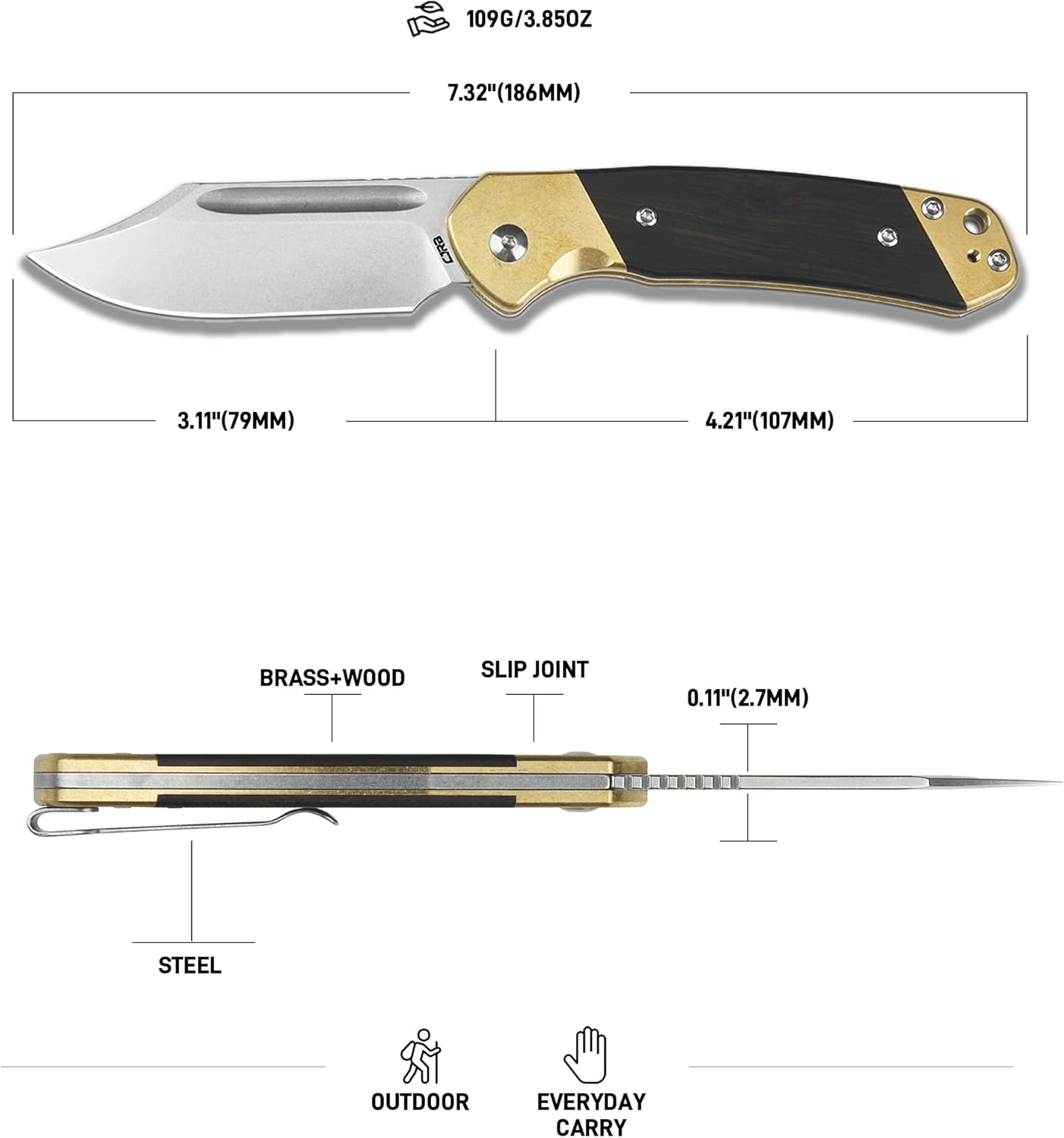 CJRB Bowie Pyrite J1942SJ blade profile