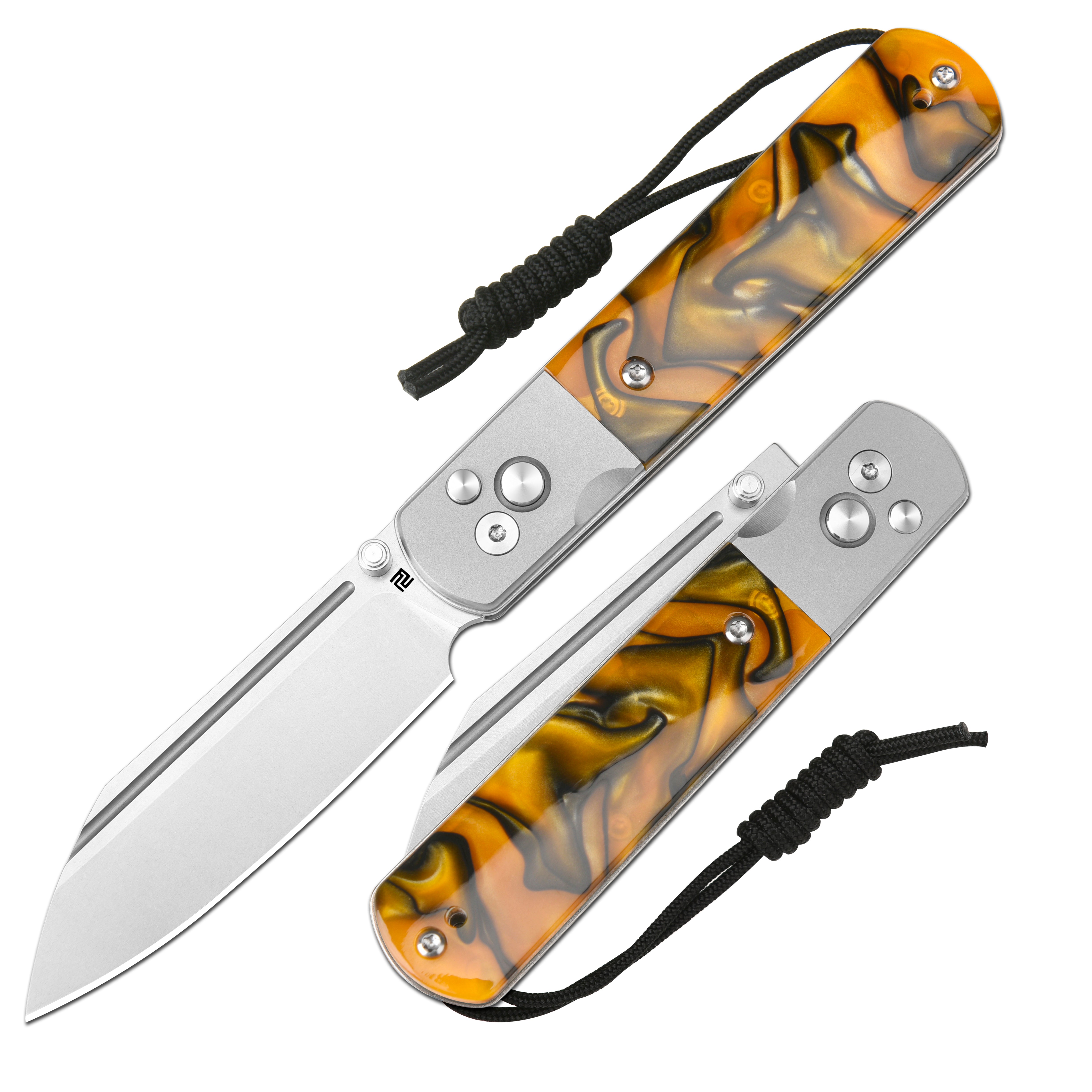 Artisan Cutlery Holm 1875P folding knife with black steel handle