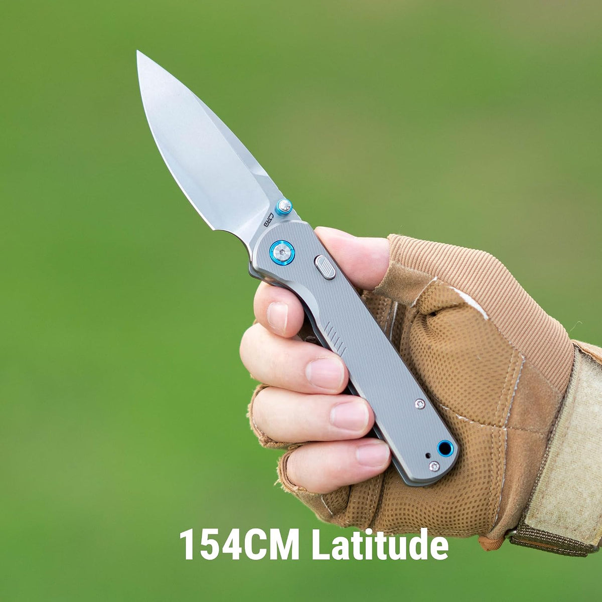 CJRB Latitude Thumb Stud & Top Liner Lock Folding Knife Titanium Handle (3.47'' Stone Wash 154CM Blade) J1975G-GY (Exclusive)