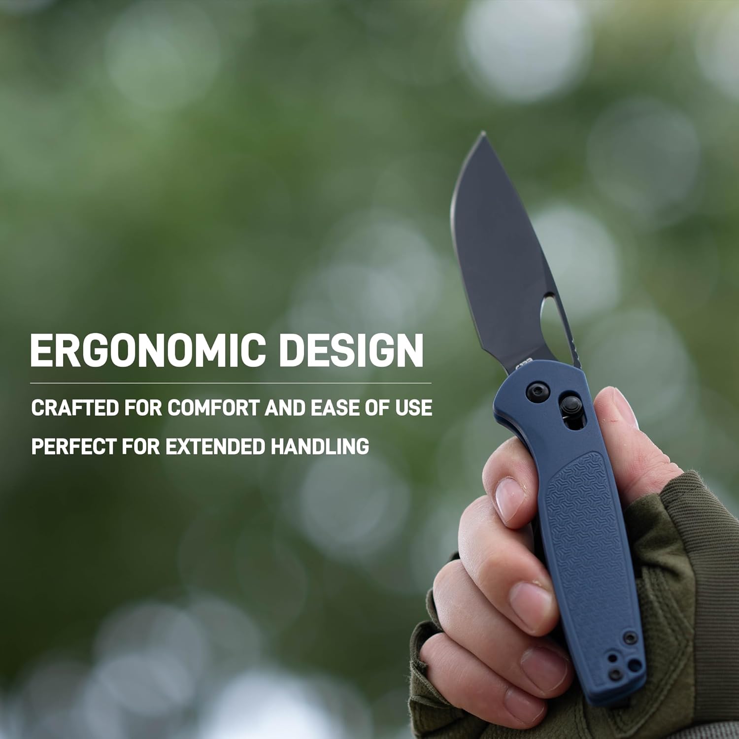 CJRB Acacia J1952 folding knife with blue FRN handle