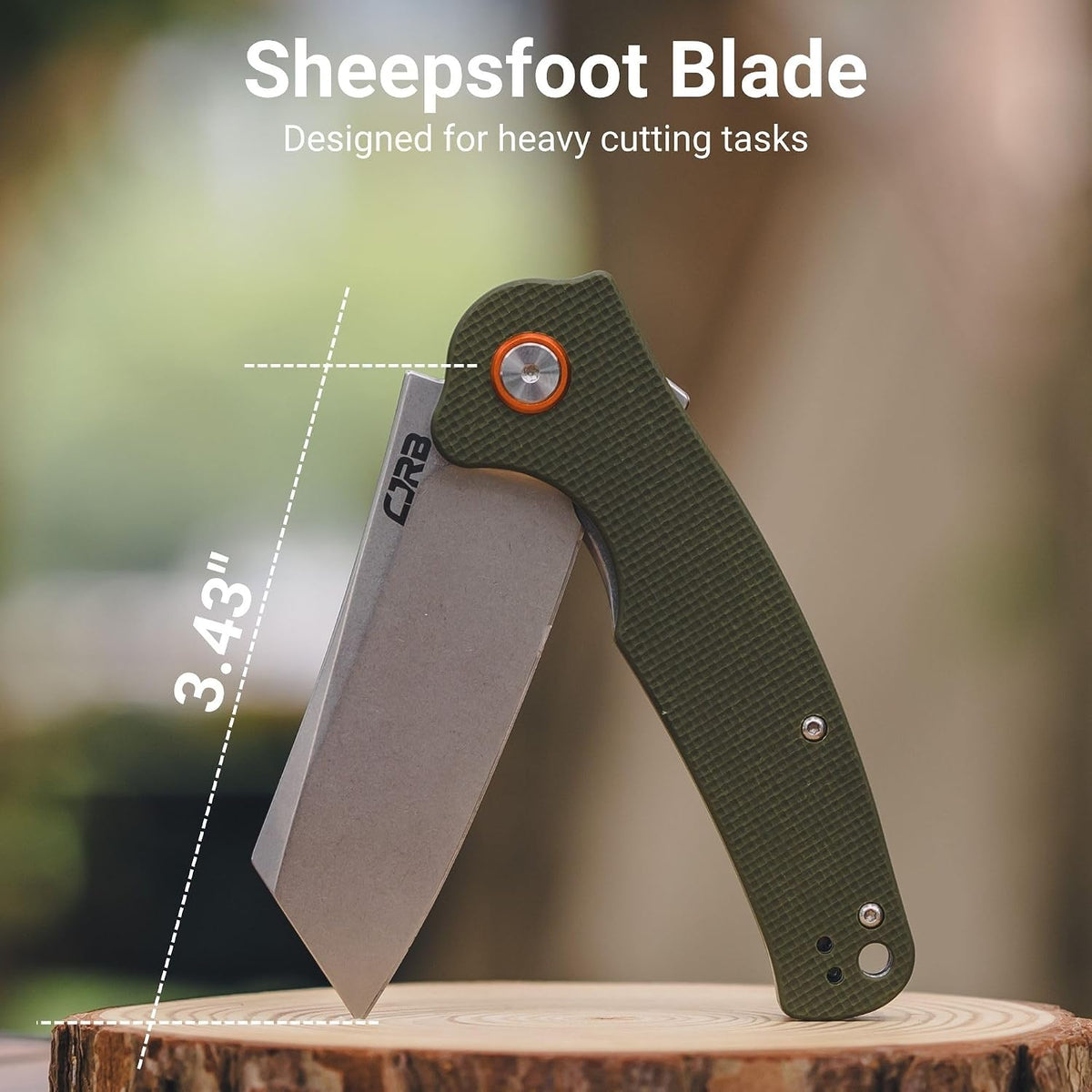 CJRB Crag Flipper & Thumb Stud & Liner Lock Folding Knife Green G10 Handle (3.43'' Stone Wash AR-RPM9 Steel Blade) J1904-GNF