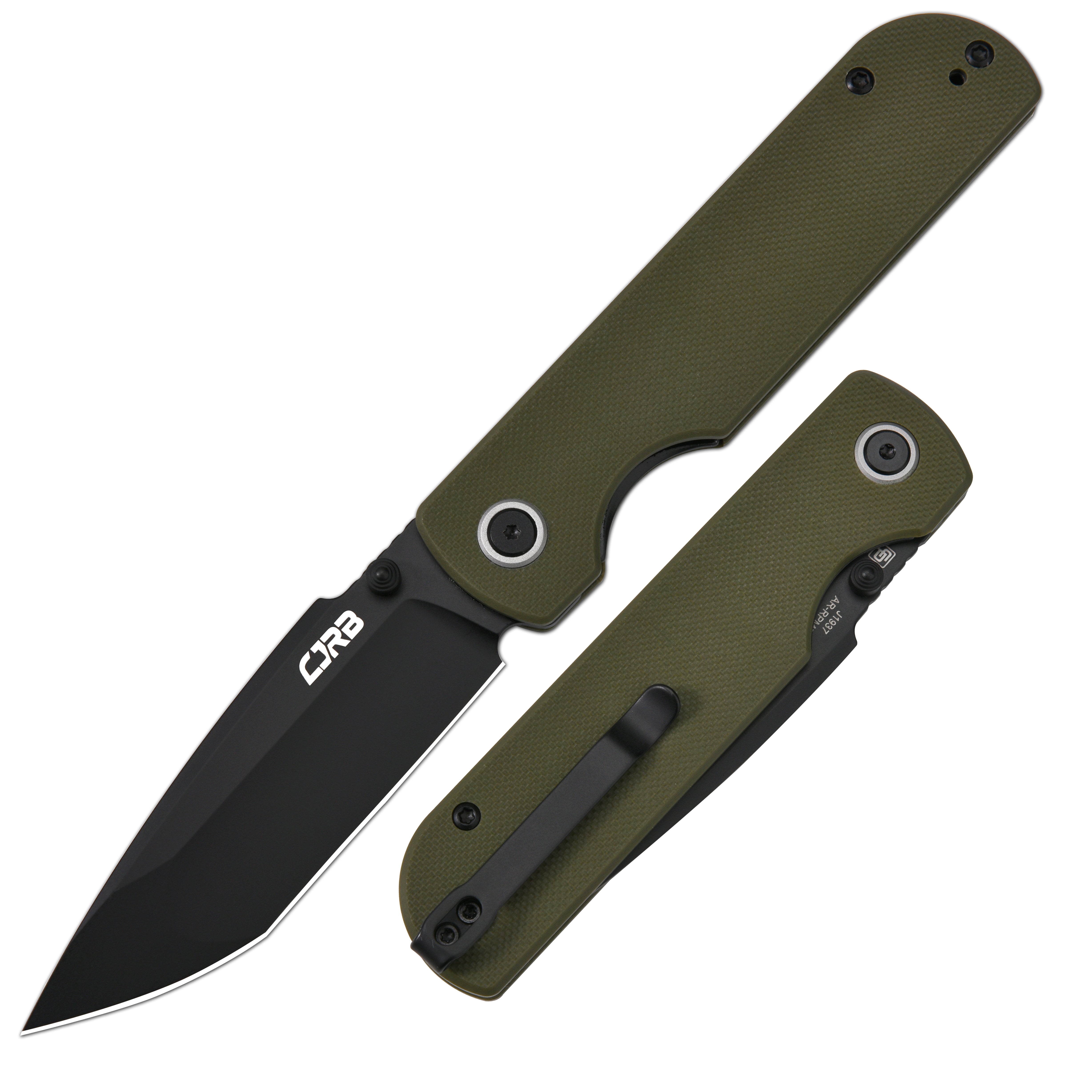 CJRB Nova J1937-BGN folding knife with black G10 handle