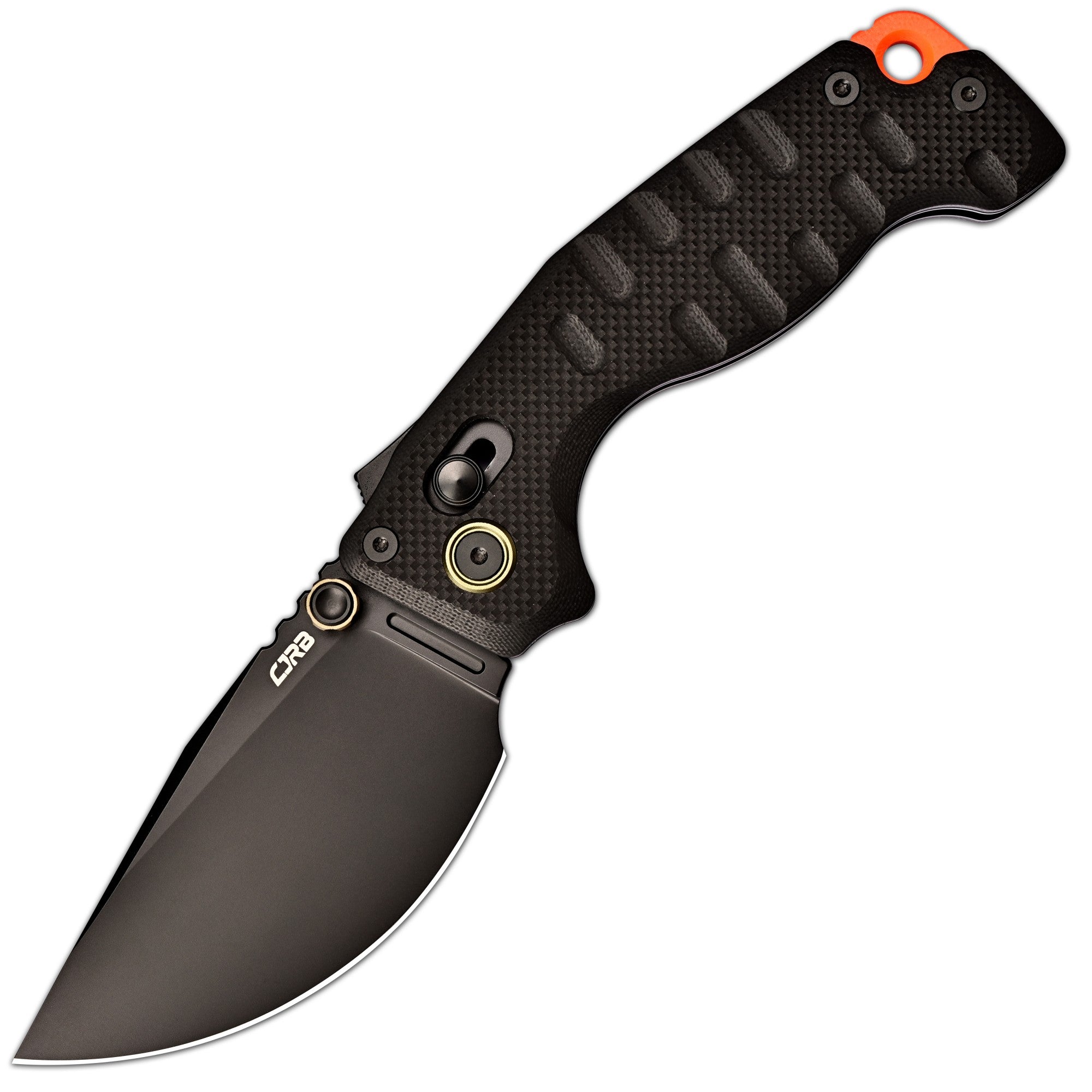 CJRB Doubletap J1970-BBK folding knife with 3.86-inch D2 black PVD blade