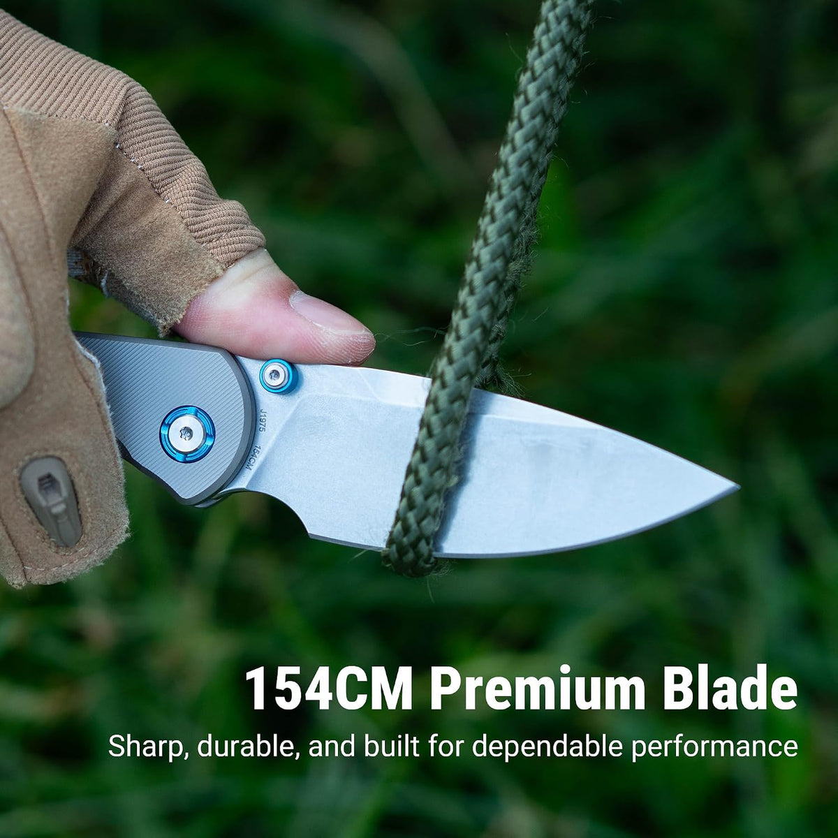 CJRB Latitude Thumb Stud & Top Liner Lock Folding Knife Titanium Handle (3.47'' Stone Wash 154CM Blade) J1975G-GY (Exclusive)