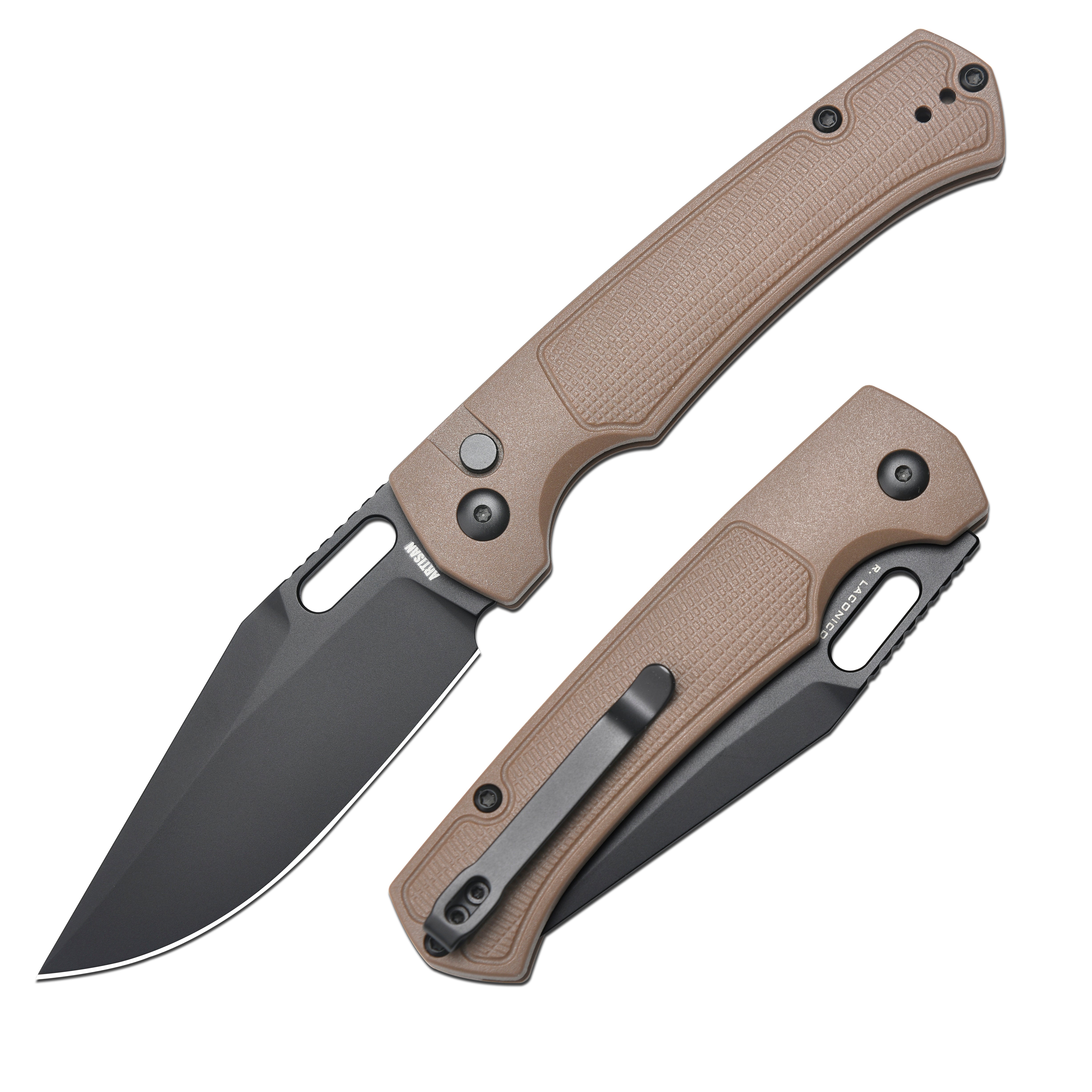 Artisan Cutlery Revel 1867P folding knife with black FRN handle