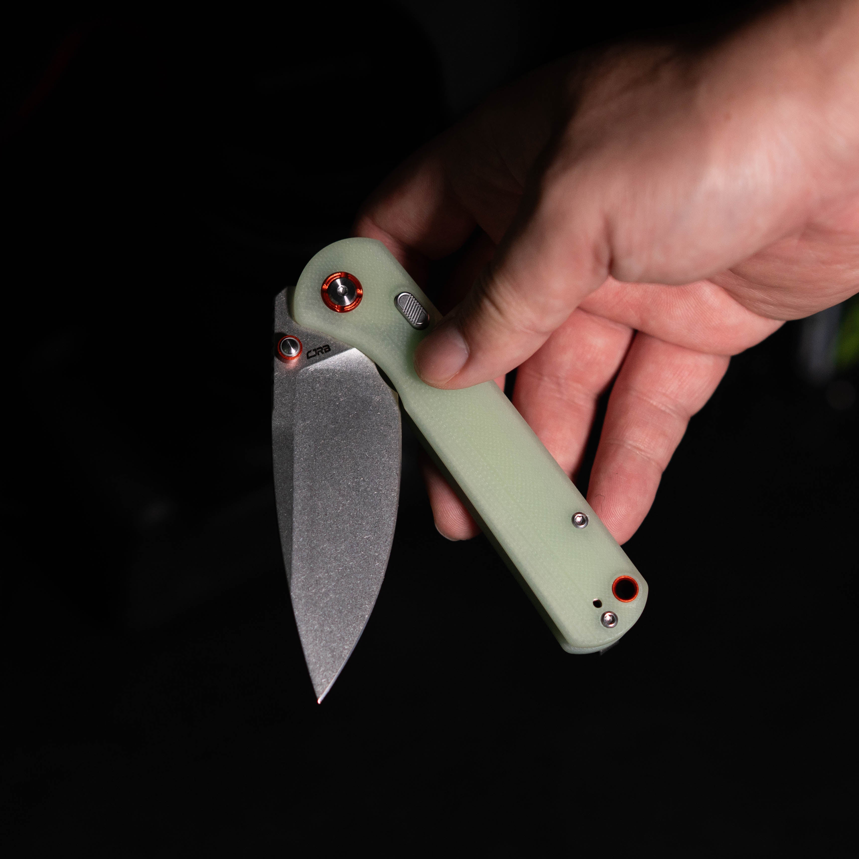 CJRB Latitude Thumb Stud & Top Liner Lock EDC Knife G10(Glow In the Dark) Handle(3.47'' AR-RPM9 Steel Stone Wash Blade) J1975-GD (Exclusive)