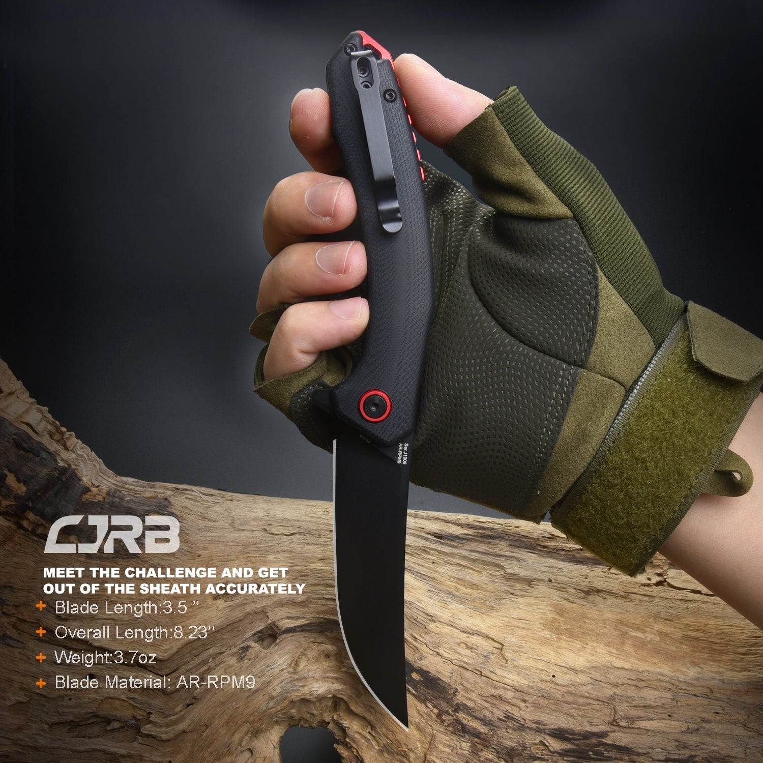CJRB Gobi J1906-BBKC folding knife with black G10 handle