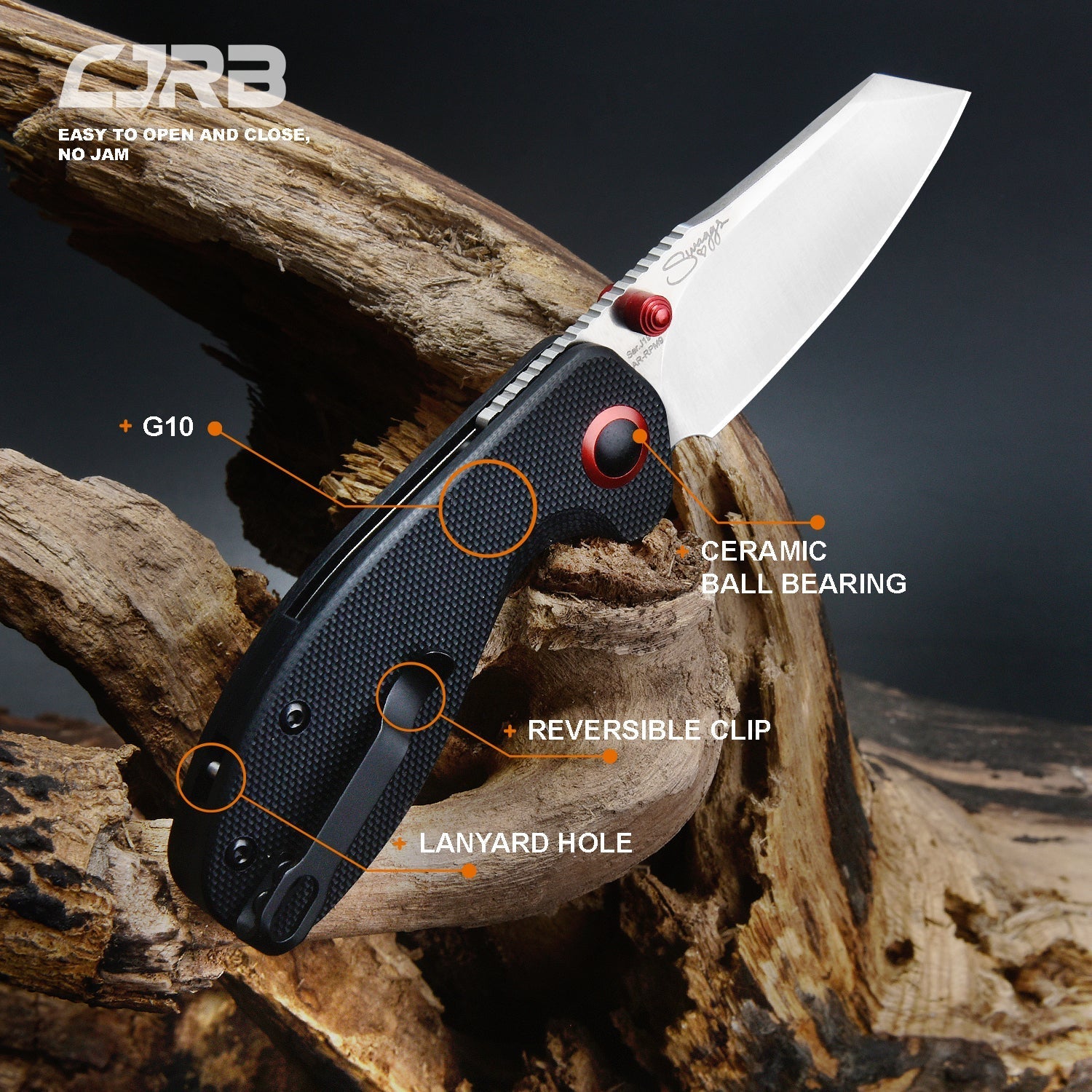 CJRB Maileah J1918-BKF knife detail