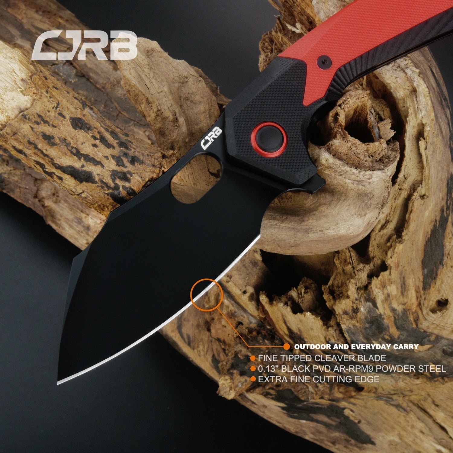 CJRB Caldera J1923-BRE folding knife with red G10 handle