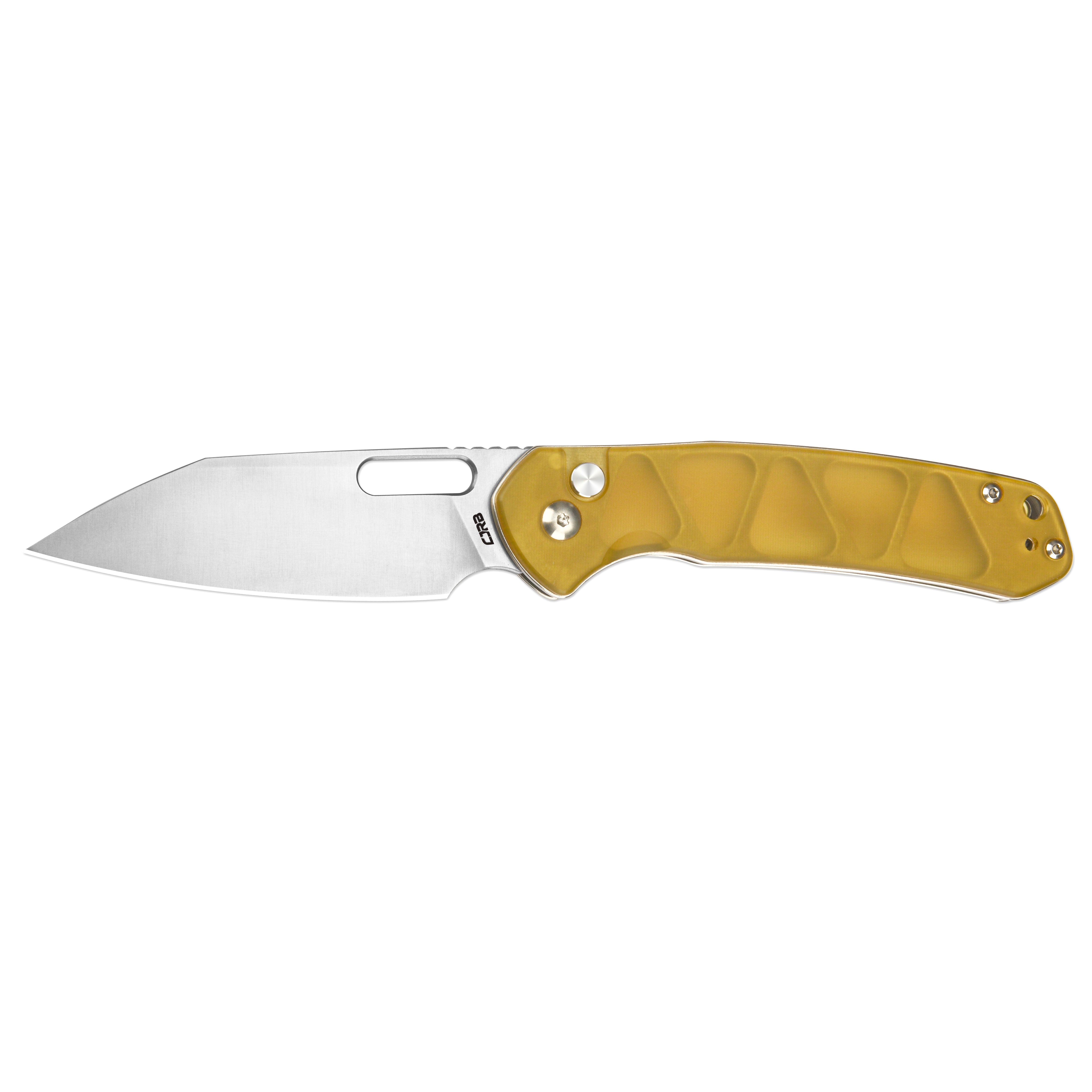 CJRB Pyrite Alt Wharncliffe J1925A folding knife side view